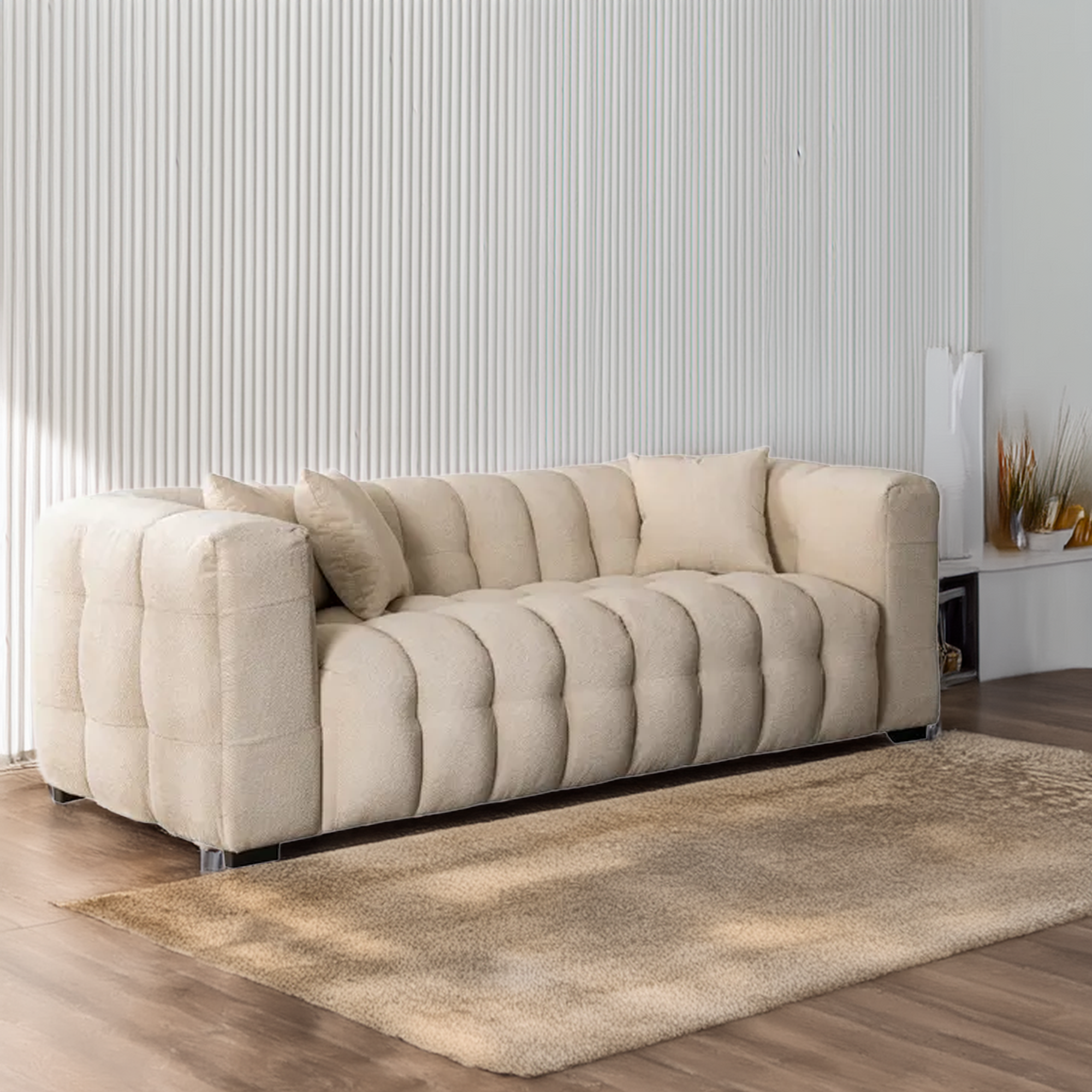 Kanapa Sofa Glamour 3 Osobowa Do Salonu Wygodna Kremowa MODERNO 3S