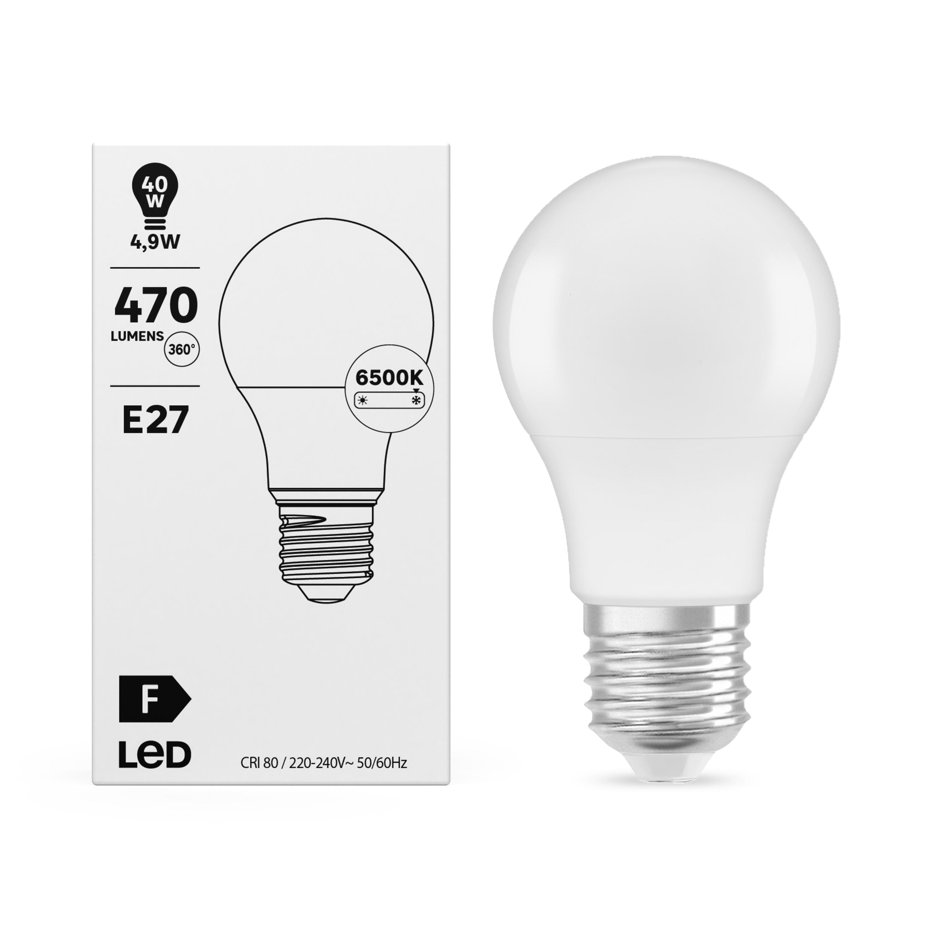 Bombilla LED E27 470 lúmenes 4.9W color de la luz blanco frío 6500K CRI 89-80 luz natural y fiel clase energética F - 6