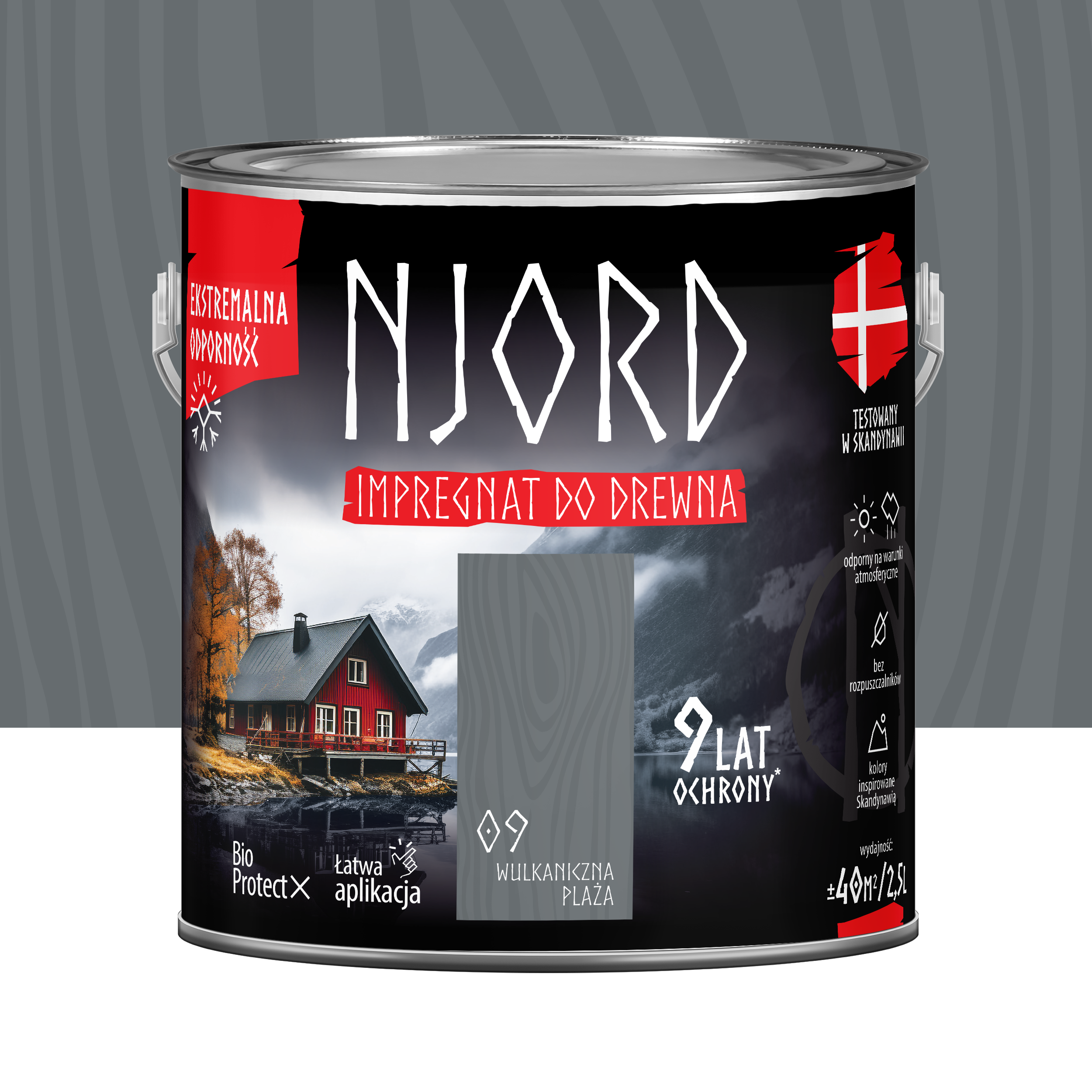 Impregnat do drewna Njord Wulkaniczna plaża 2.5 l 9 lat ochrony
