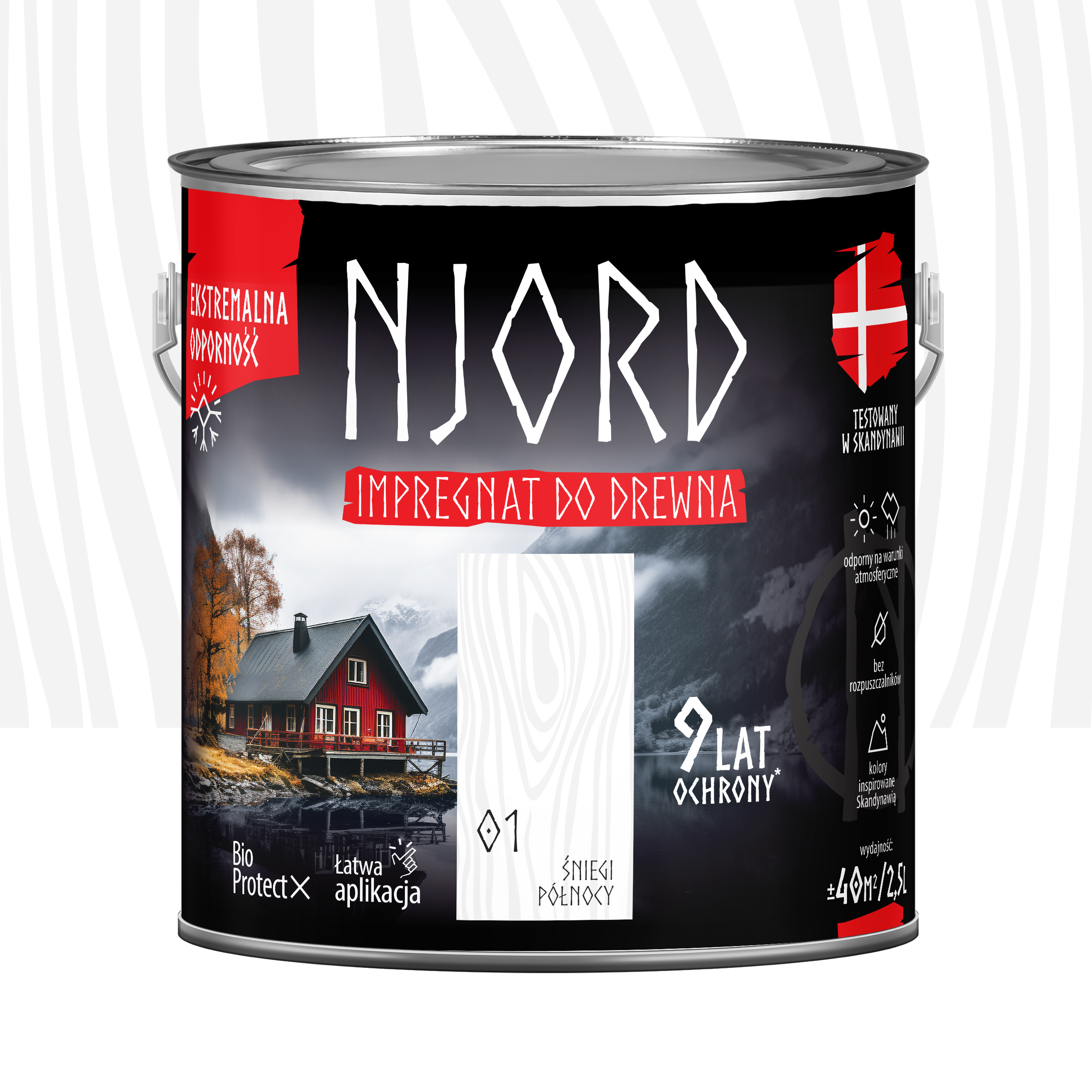 Impregnat do drewna Njord Śniegi północy 2.5 l 9 lat ochrony