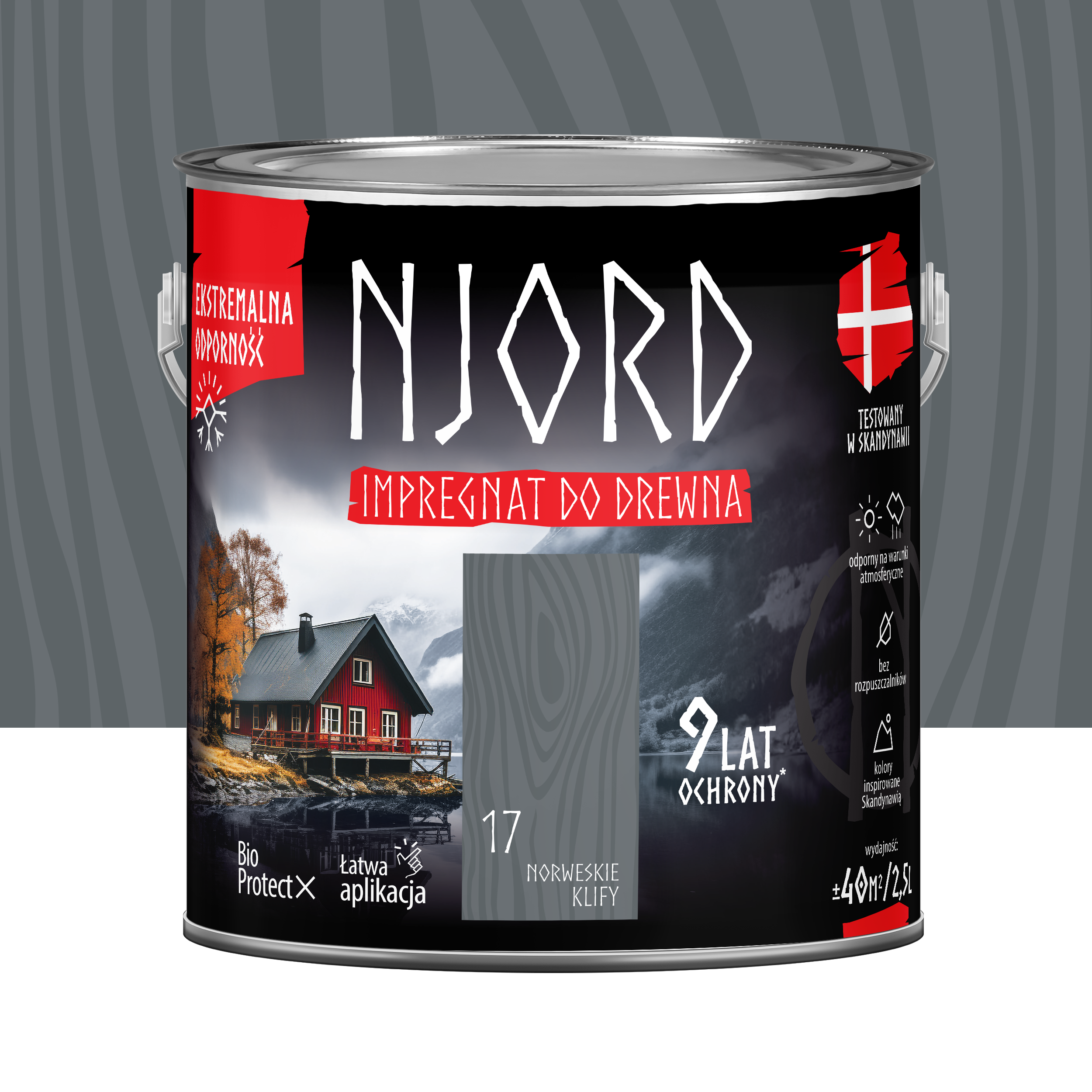 Impregnat do drewna Njord Norweskie klify 2.5 l 9 lat ochrony