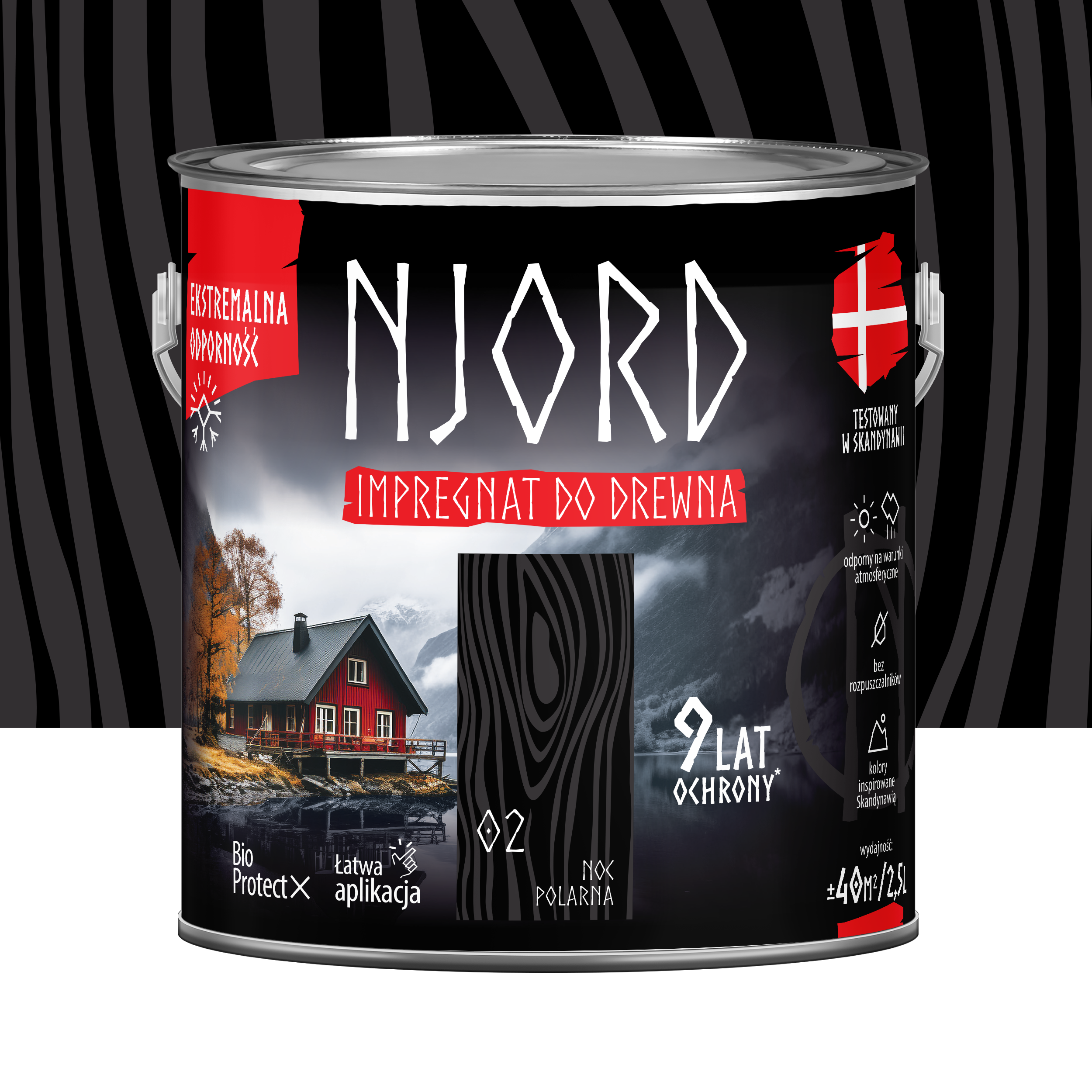 Impregnat do drewna Njord Noc polarna 2.5 l 9 lat ochrony