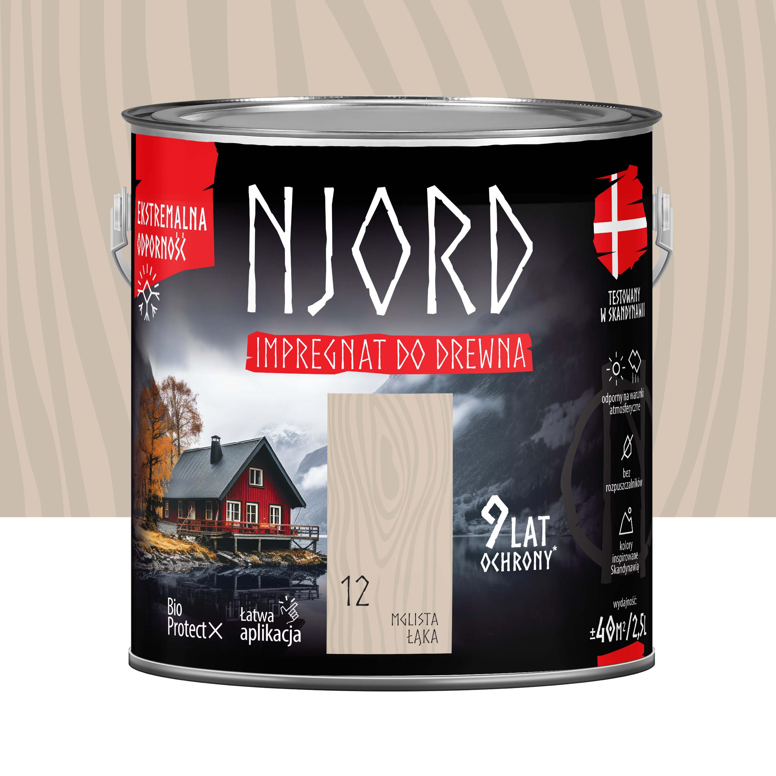Impregnat do drewna Njord Mglista łąka 2.5 l 9 lat ochrony