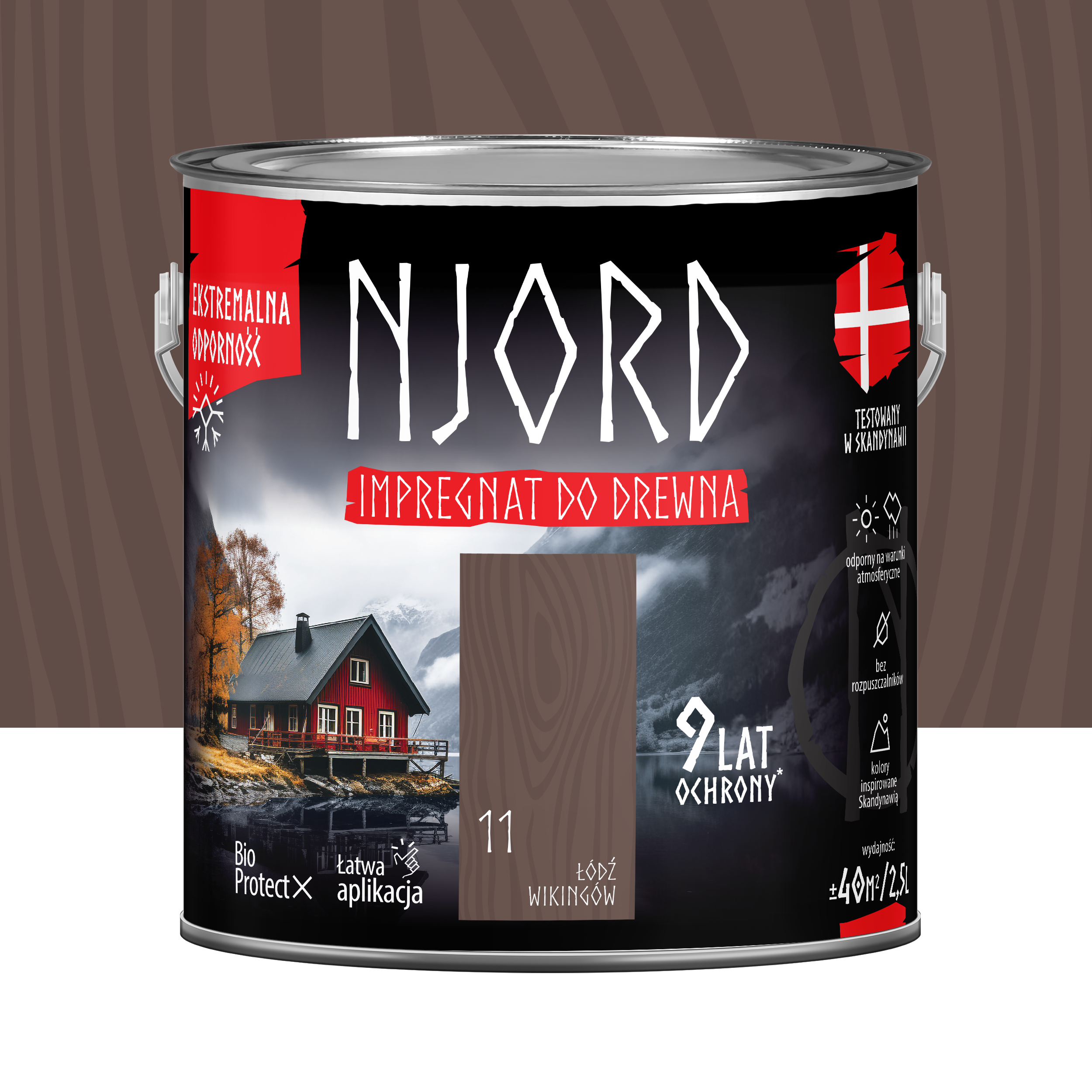 Impregnat do drewna Njord Łódź wikingów 2.5 l 9 lat ochrony