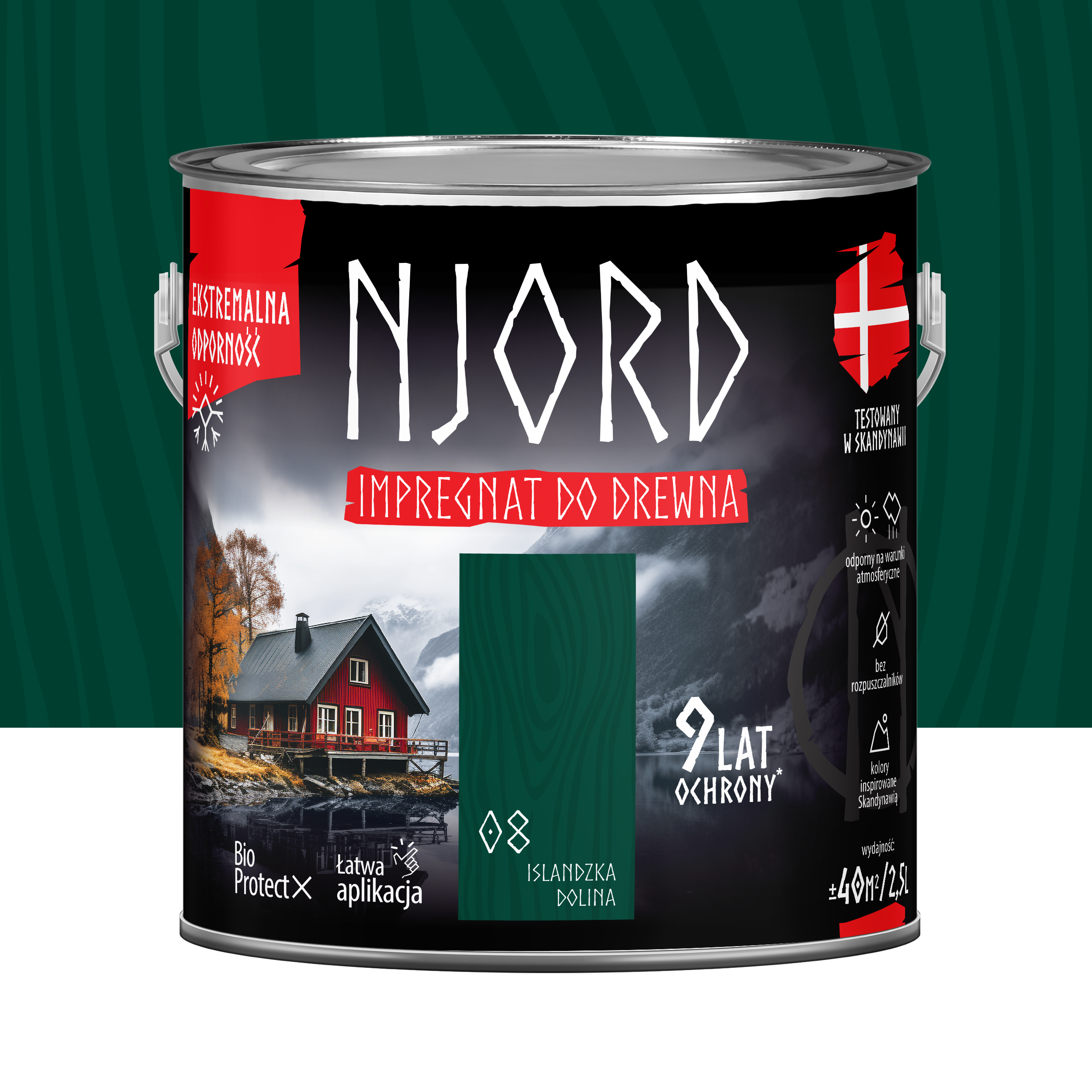 Impregnat do drewna Njord Islandzka dolina 2.5 l 9 lat ochrony