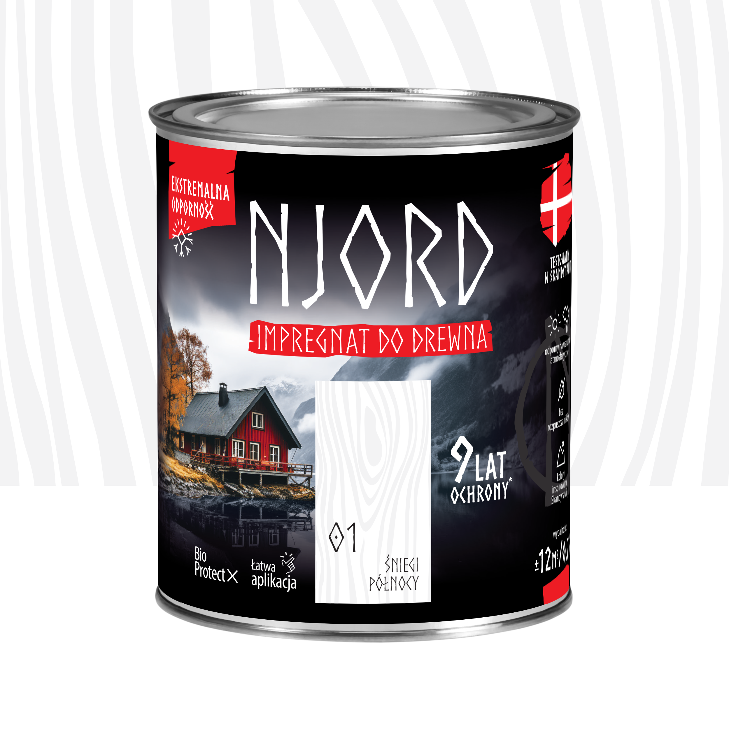 Impregnat do drewna Njord Śniegi północy 0.75 l 9 lat ochrony