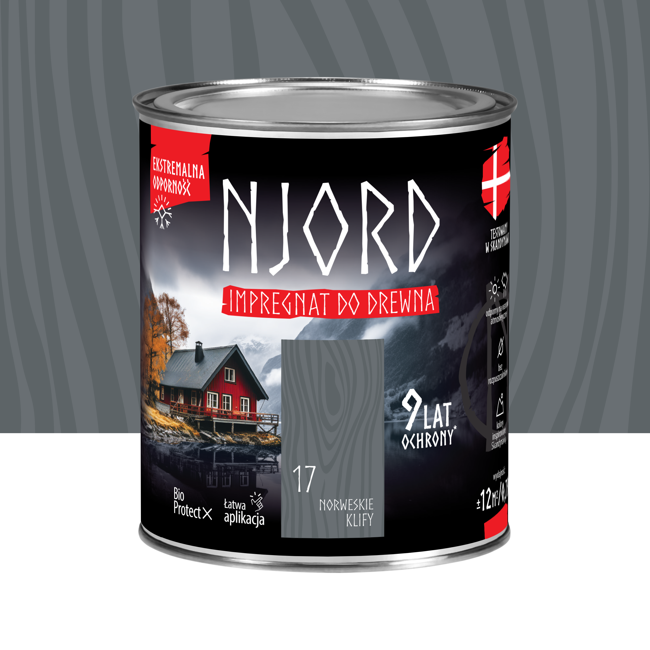 Impregnat do drewna Njord Norweskie klify 0.75 l 9 lat ochrony