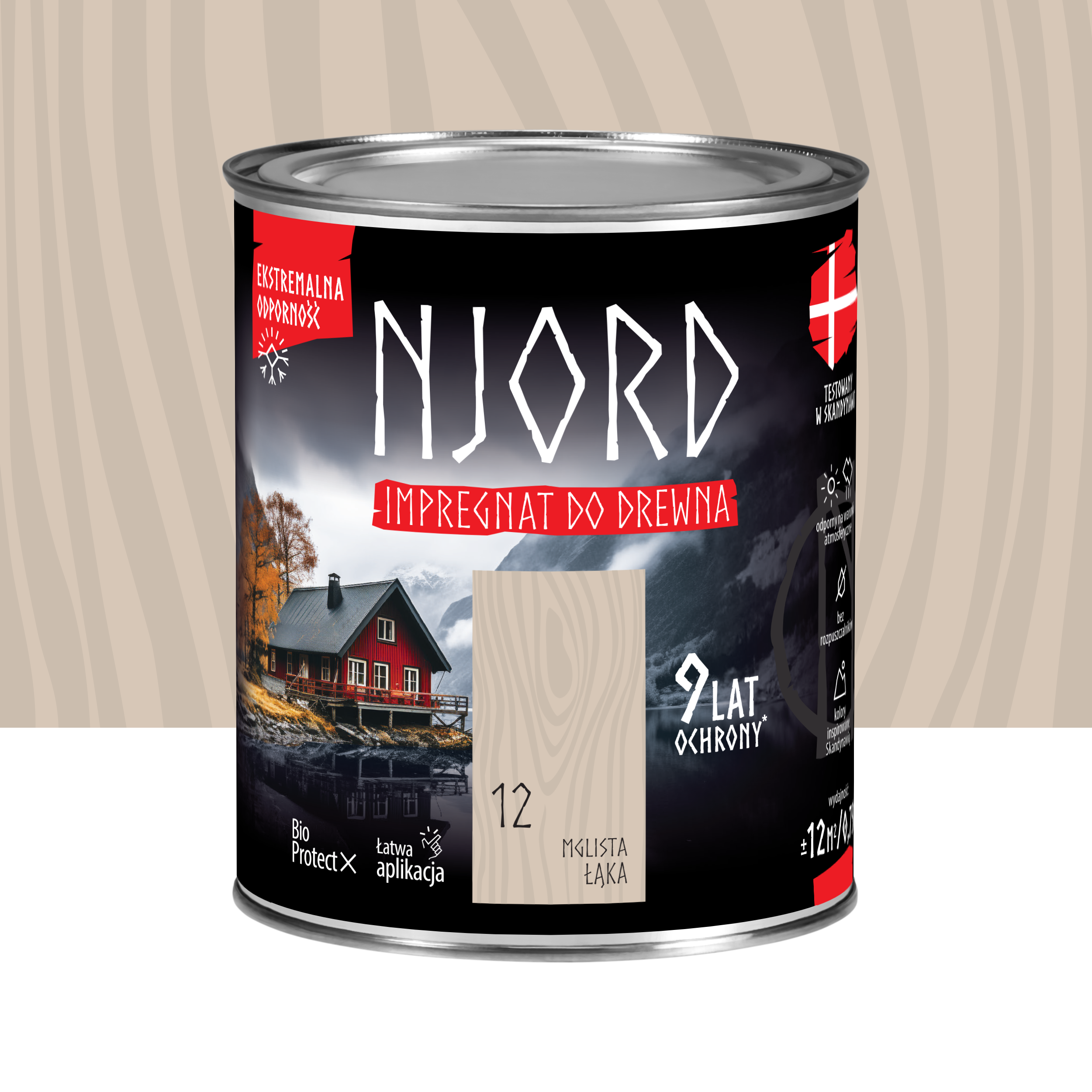 Impregnat do drewna Njord Mglista łąka 0.75 l 9 lat ochrony