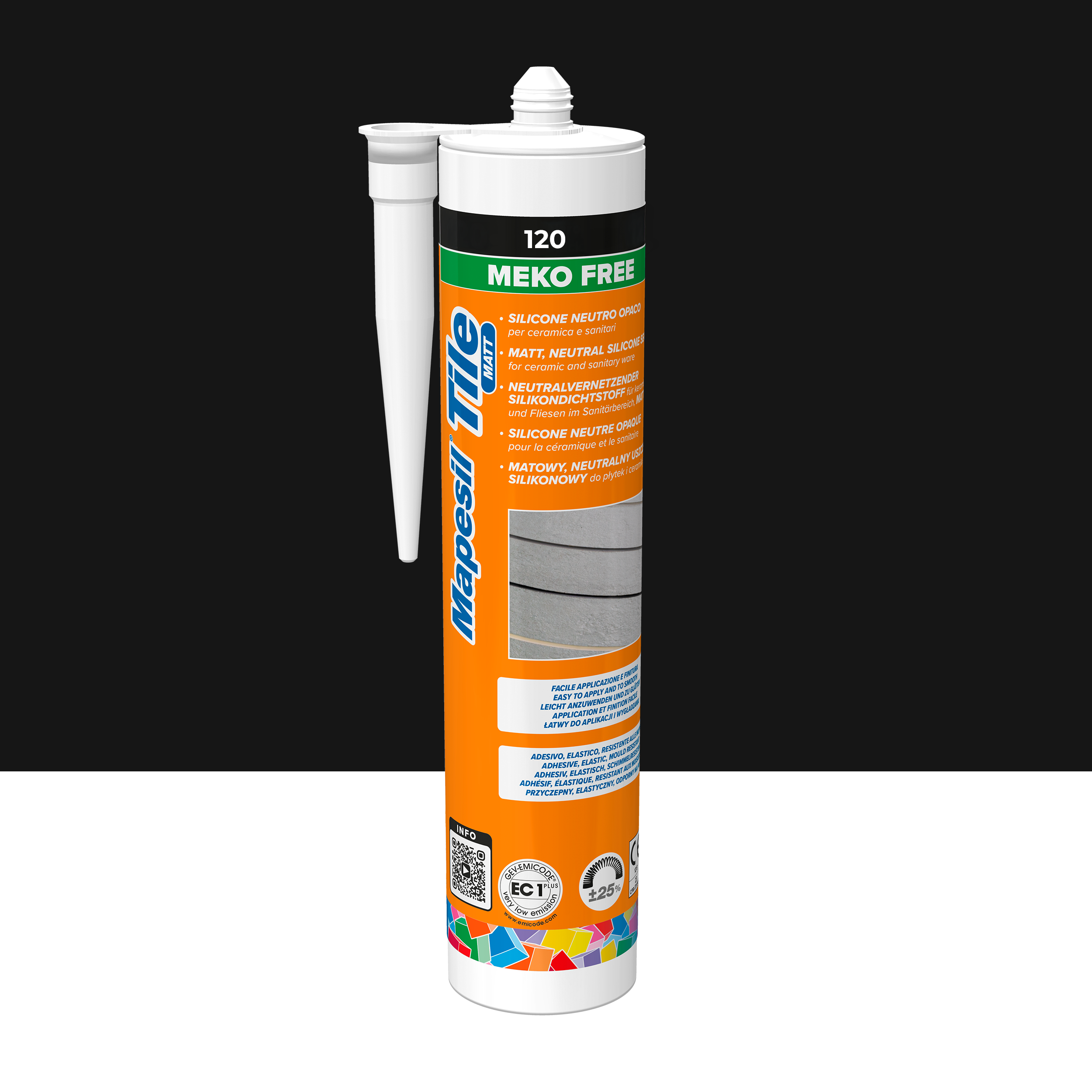 Silikon Mapesil Tile Matt Czarny 120 300 ml