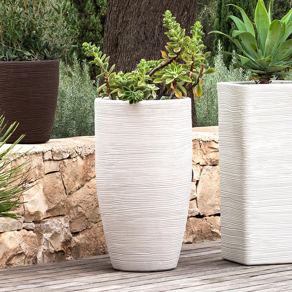 Vaso autoirrigante Shabby in polietilene beige H 70 x ø 40 cm - 2