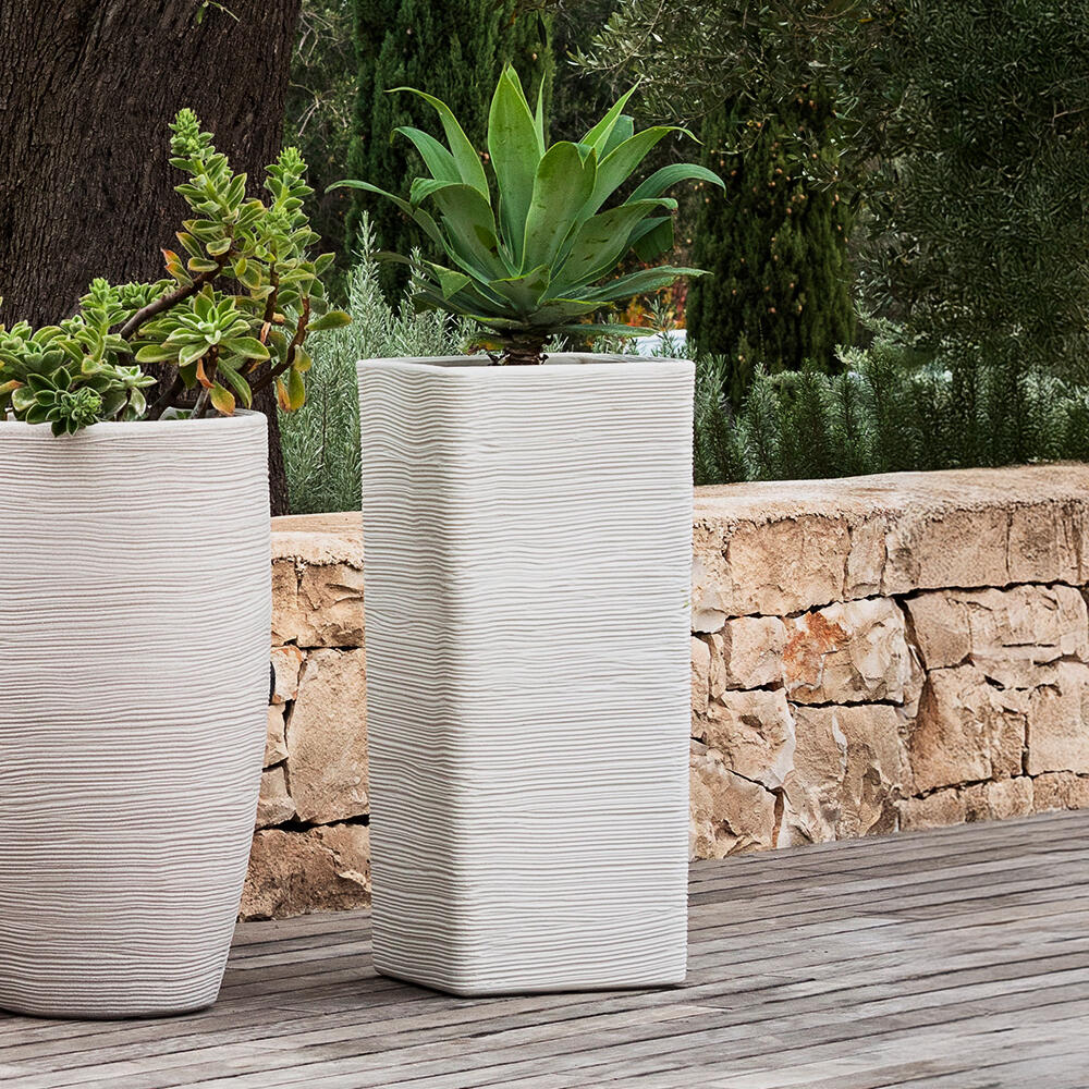 Vaso autoirrigante Shabby in polietilene beige H 75 x L 32 cm - 2