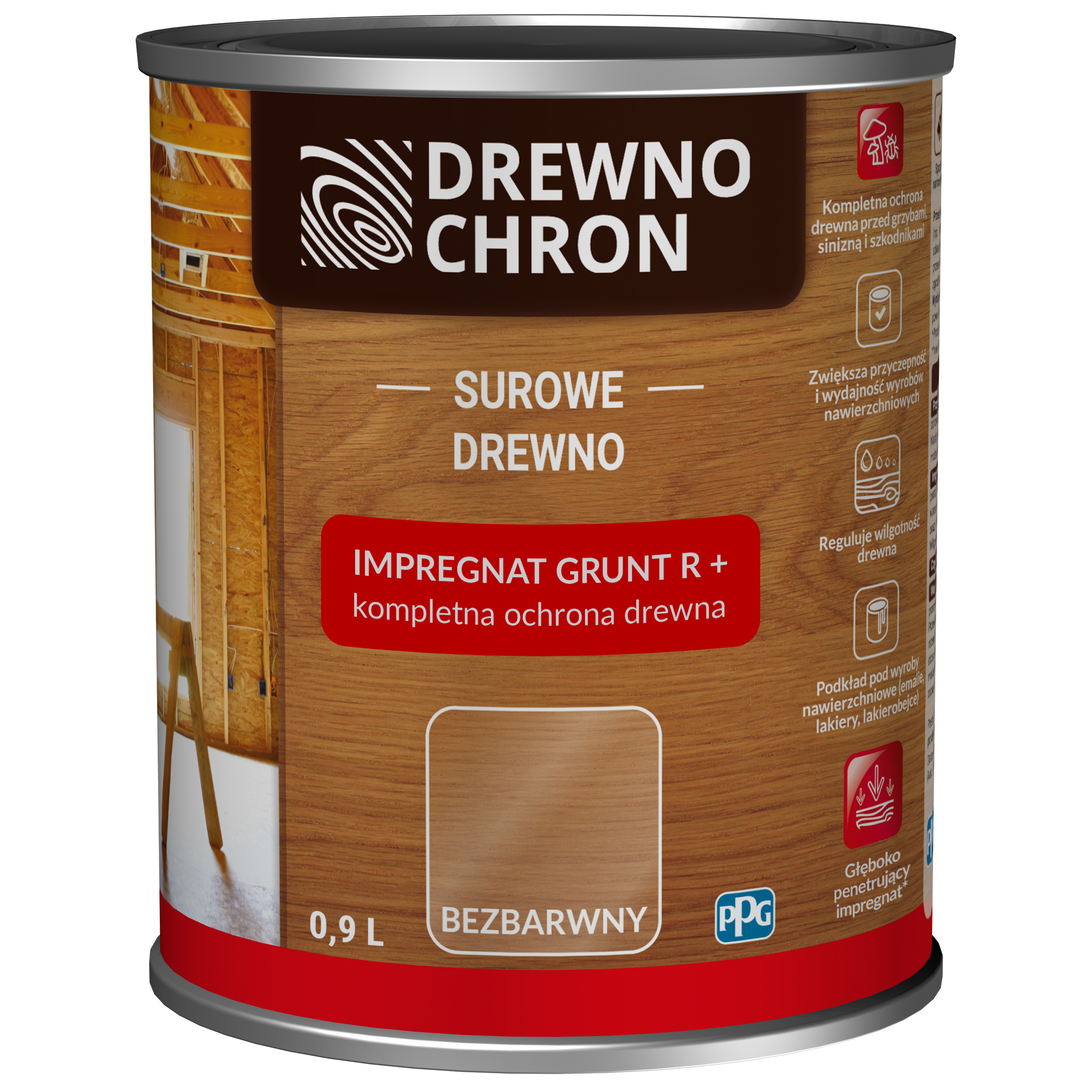 Impregnat do drewna Grunt R+ 0.9 l bezbarwny Drewnochron