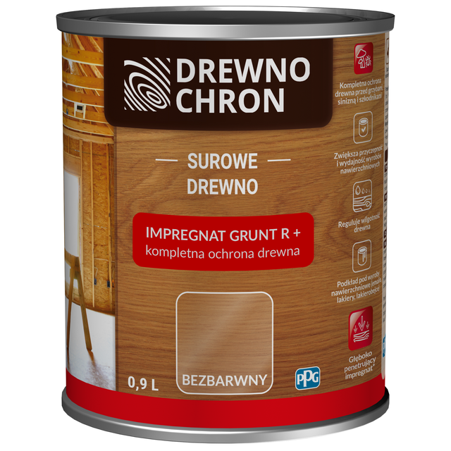 Impregnat do drewna Grunt R+ 0.9 l bezbarwny Drewnochron