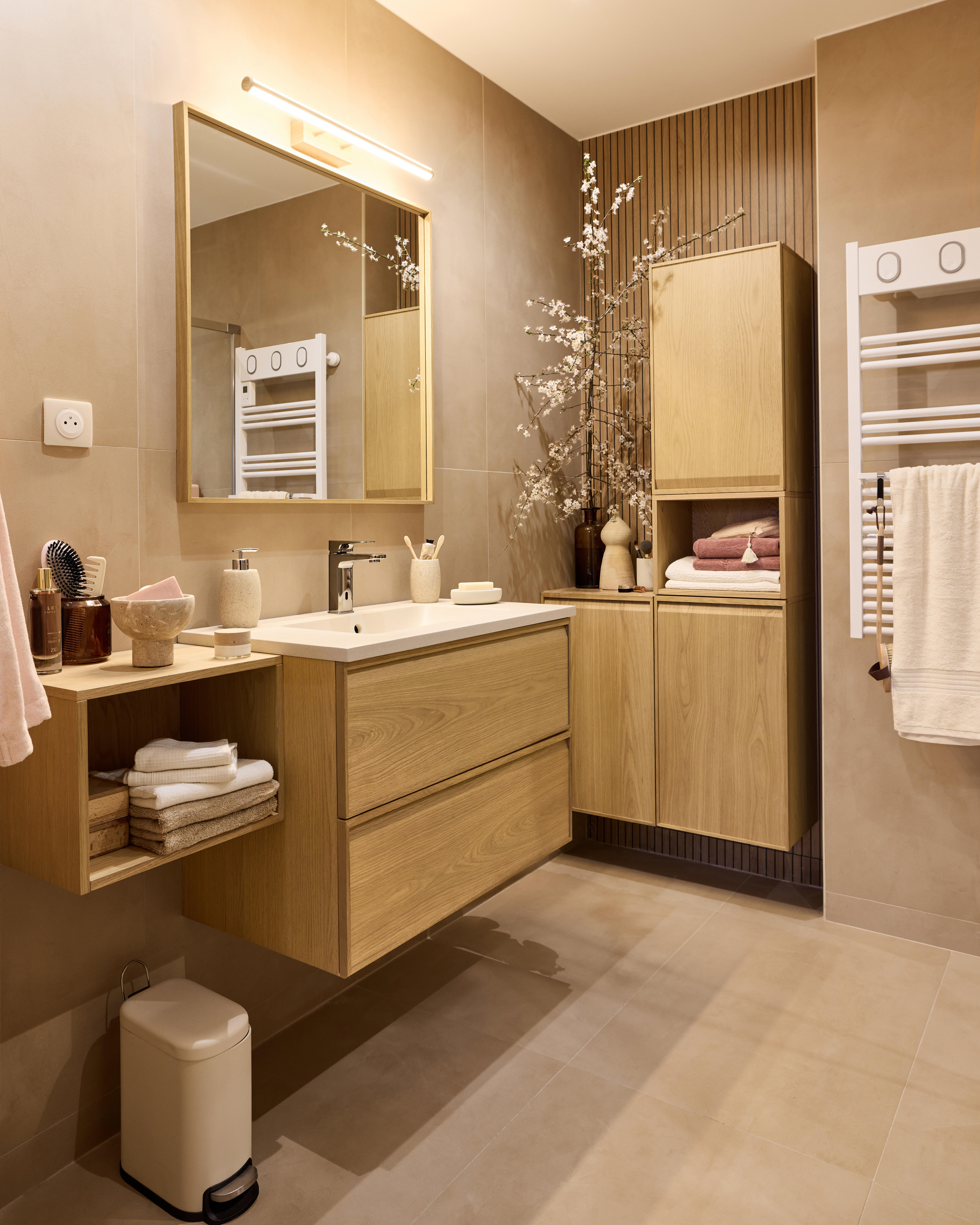 Poubelle de salle de bains 5L beige Remix SENSEA - 2