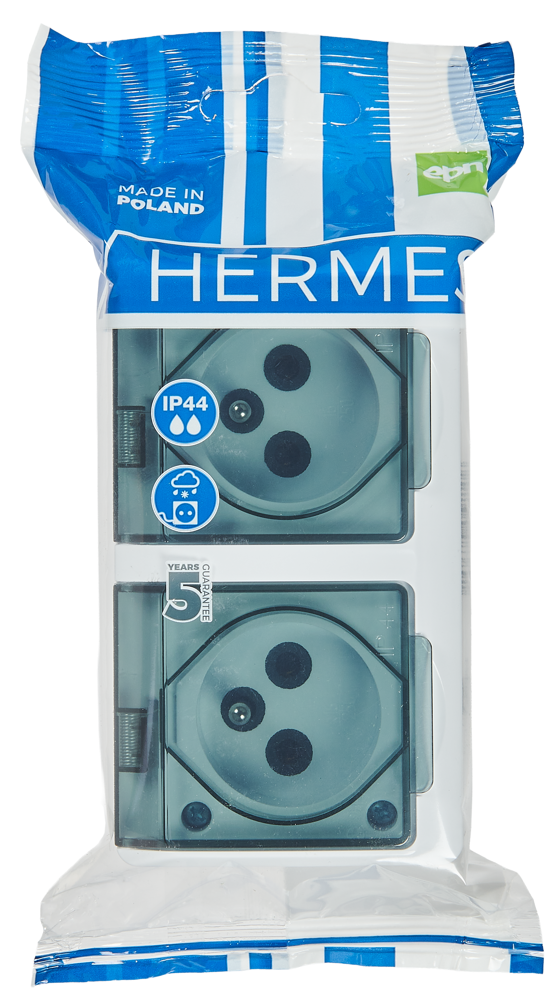 Gniazdo podwójne IP44 HERMES Biały ELEKTRO-PLAST - 8