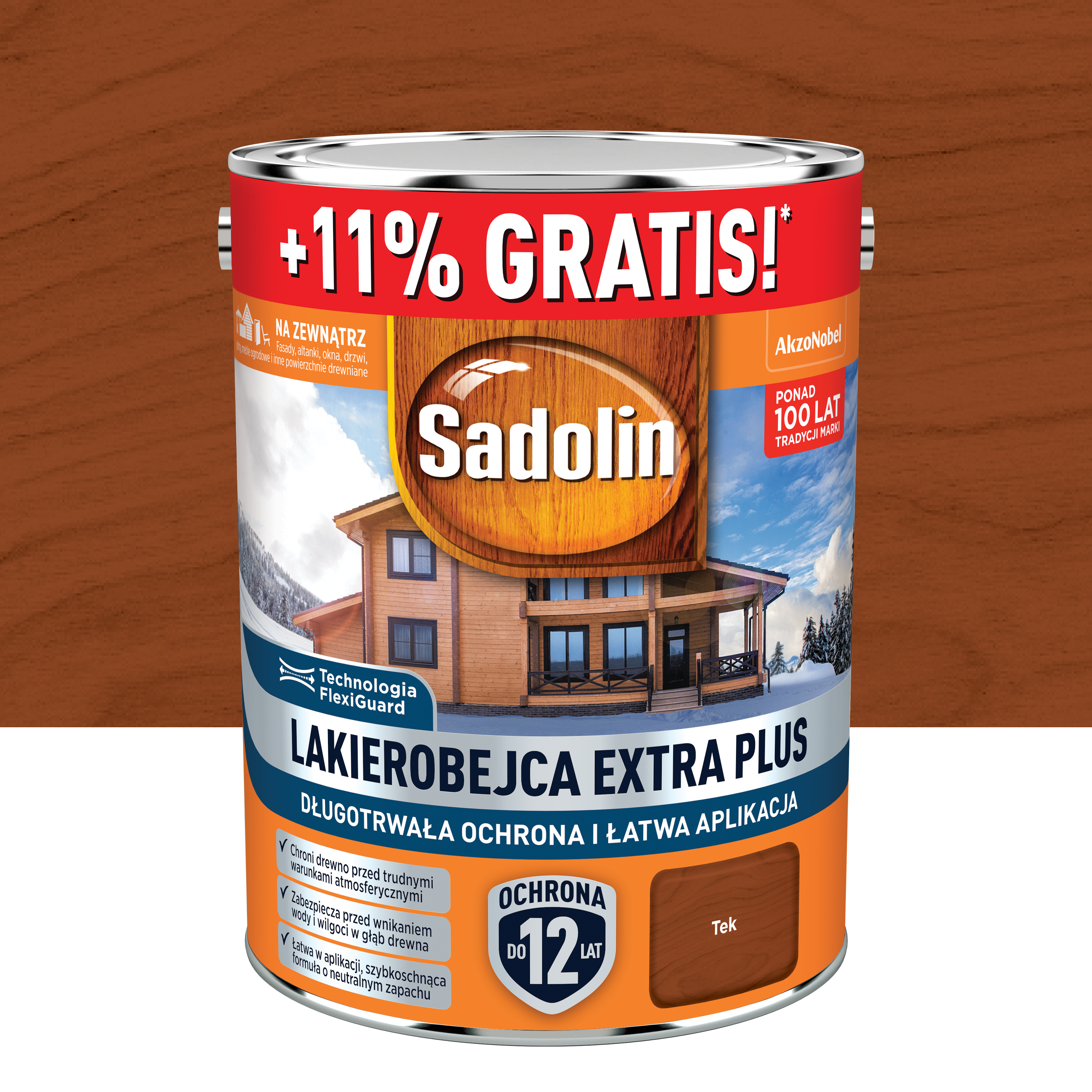 Lakierobejca Extra Plus 4.5 l + 11 % gratis Tek Sadolin