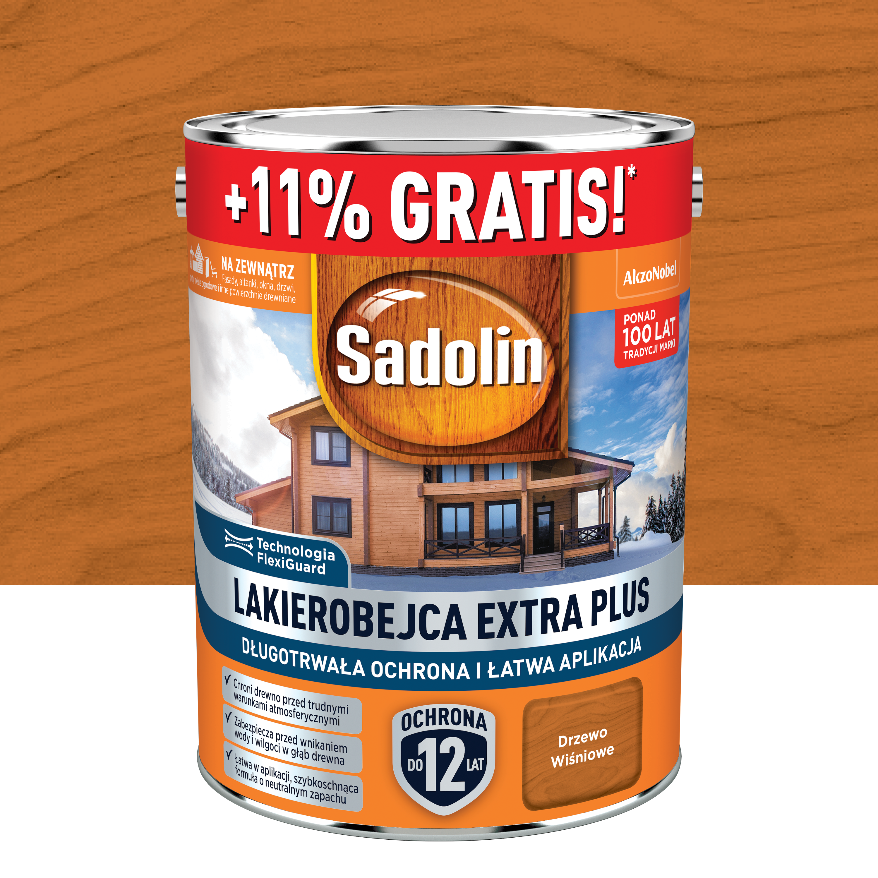 Lakierobejca Extra Plus 4.5 l + 11 % gratis Drzewo Wiśniowe Sadolin