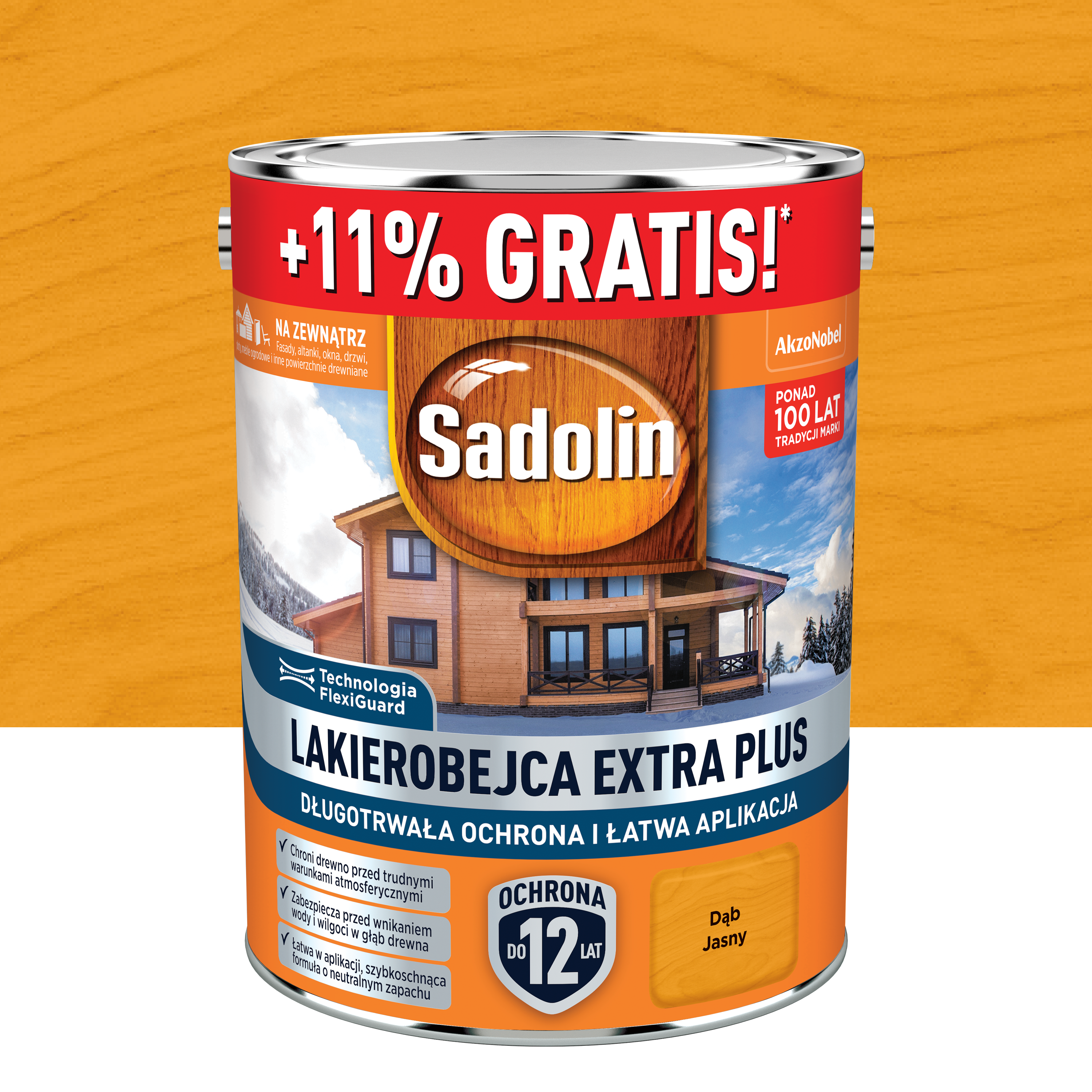 Lakierobejca Extra Plus 4.5 l + 11 % gratis Dąb Jasny Sadolin