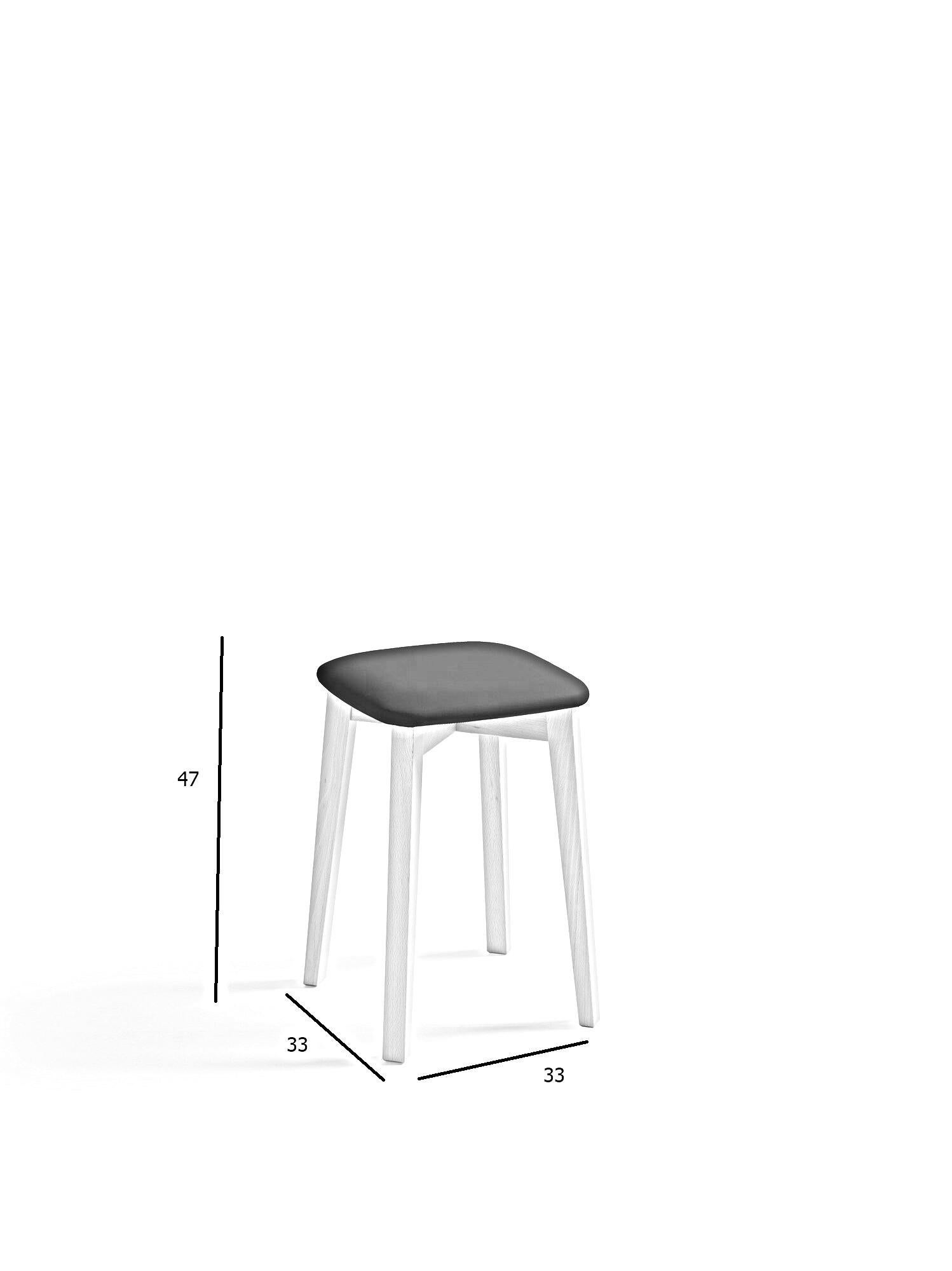 Taburete bajo de cocina Zoe armazón haya color natural y asiento michigan blanco - 2