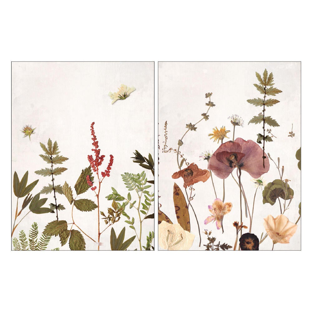 2 Láminas Botánica rectangular de 30 x 40 cm. Papel New Cottage beige y verde - 7