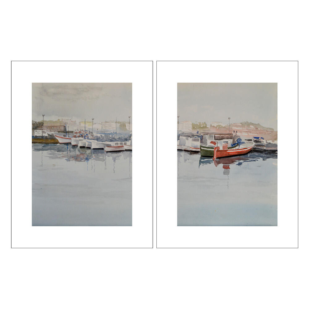 2 Láminas Mar rectangular de 30 x 40 cm. Papel Sunset Coast colores acuarelados azules y tonos rojizos - 7