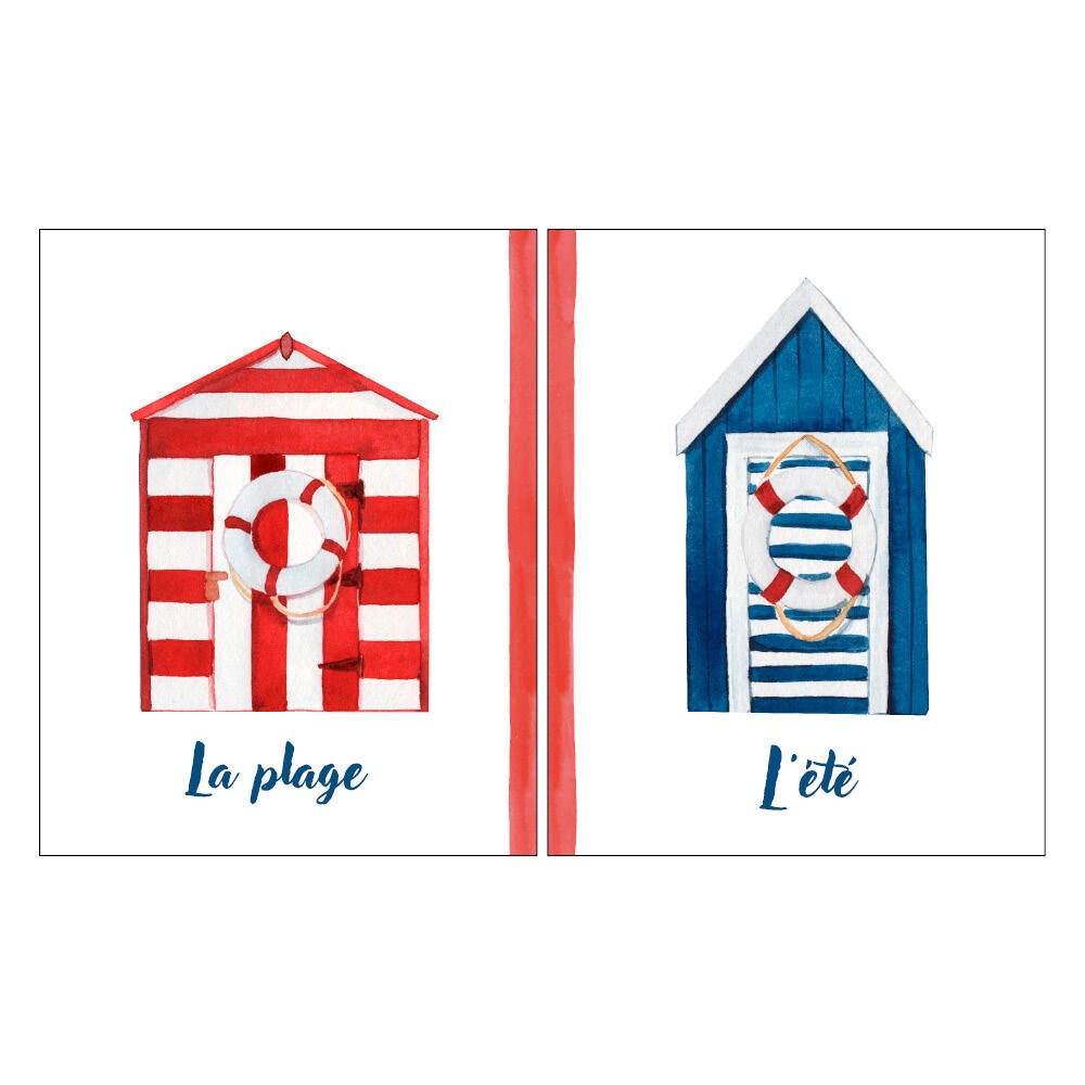 2 Láminas Mar rectangular de 40 x 50 cm. Papel La Plage L'eté rojos y azules - 8