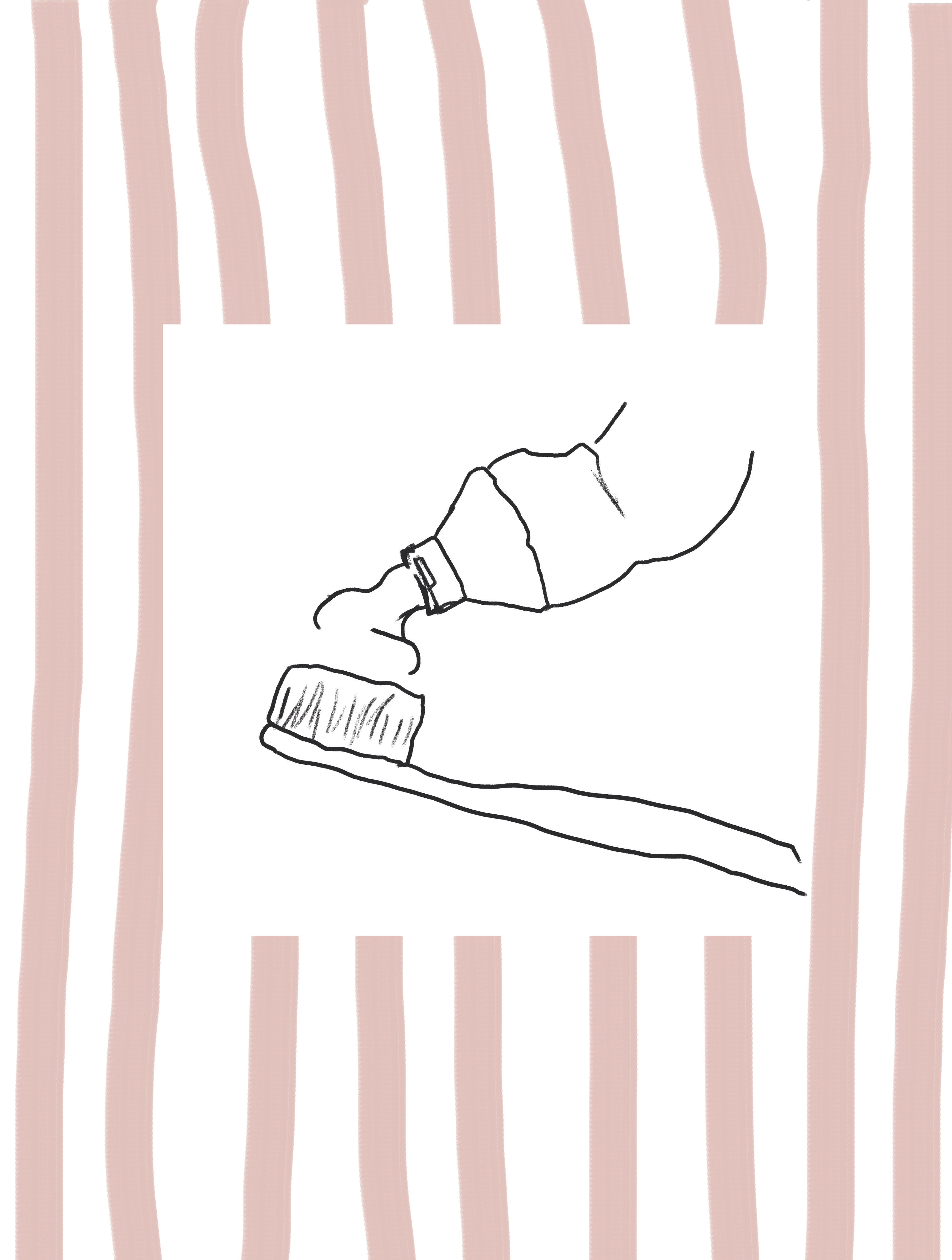2 Láminas Objetos rectangular de 30 x 40 cm. Papel Brush Your Teeth rosa y blanco - 2