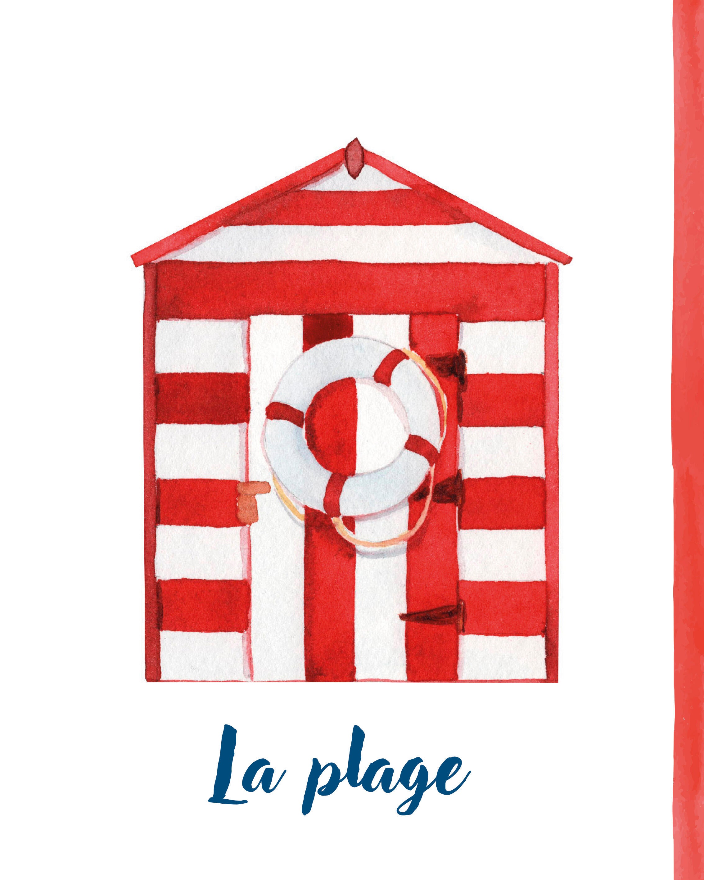 2 Láminas Mar rectangular de 40 x 50 cm. Papel La Plage L'eté rojos y azules - 7