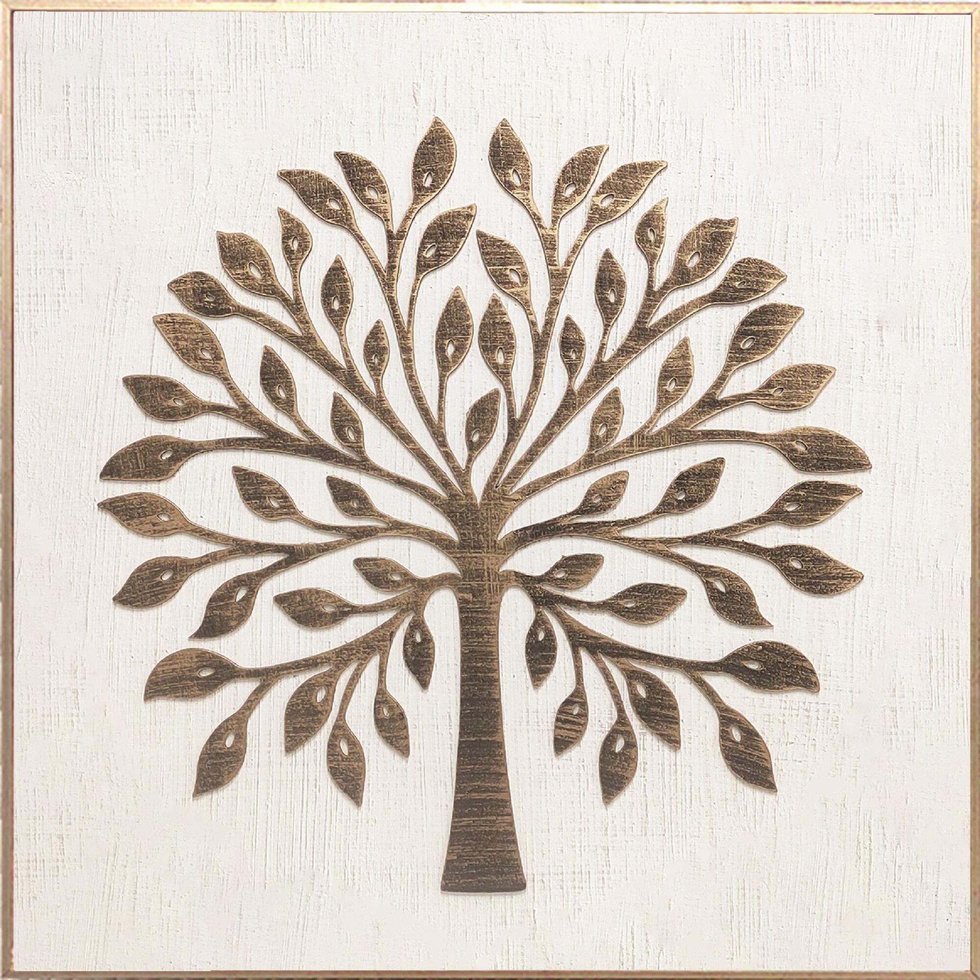 Quadro com moldura Árvore ouro laser 60x60 cm - 2