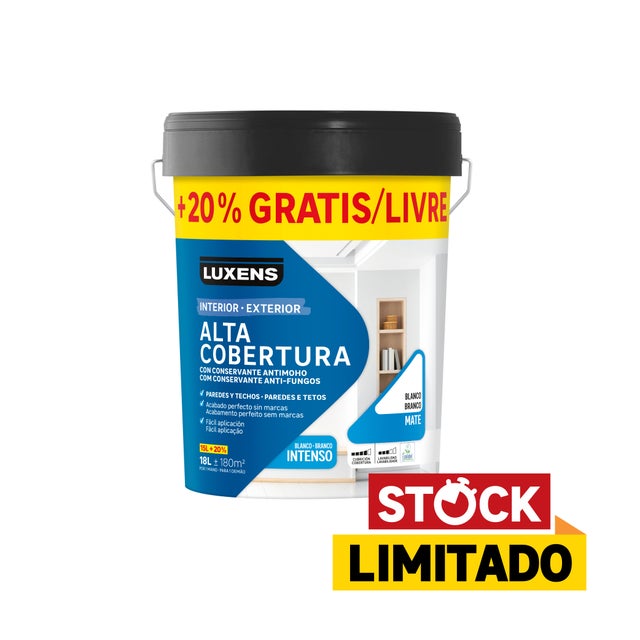 Tinta interior parede anti mofo luxens branco mate 15L+3L