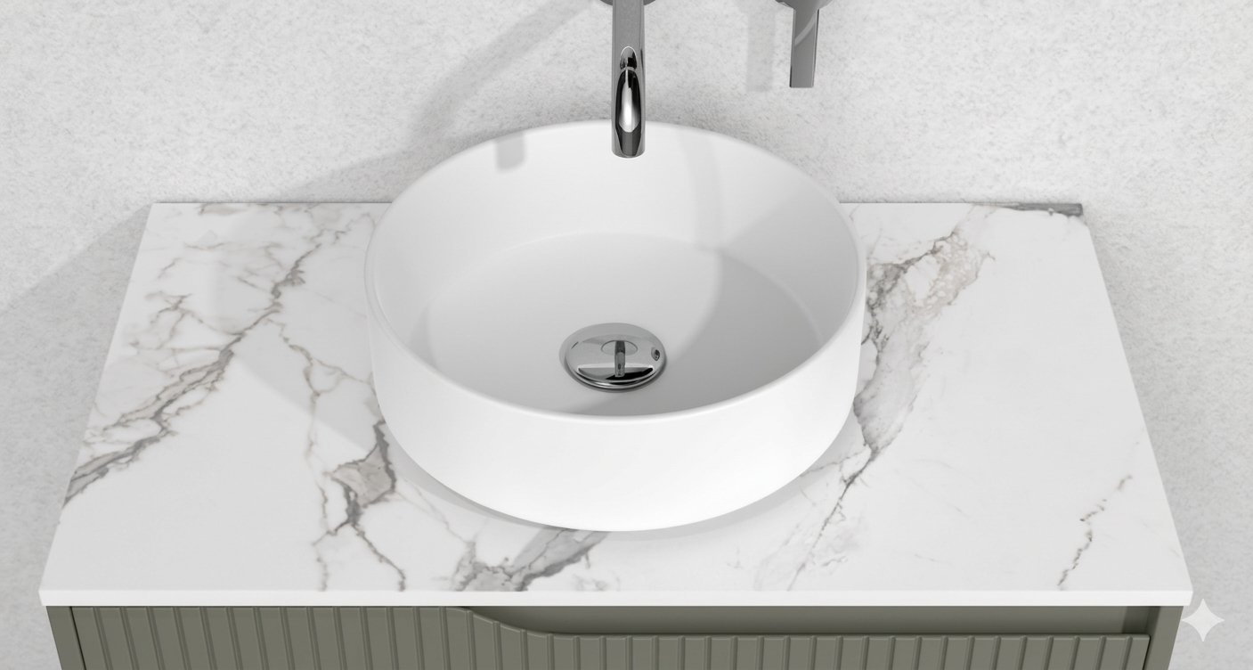 ENCIMERA DE LAVABO PIEDRA BLANCO 80X46CM - 2