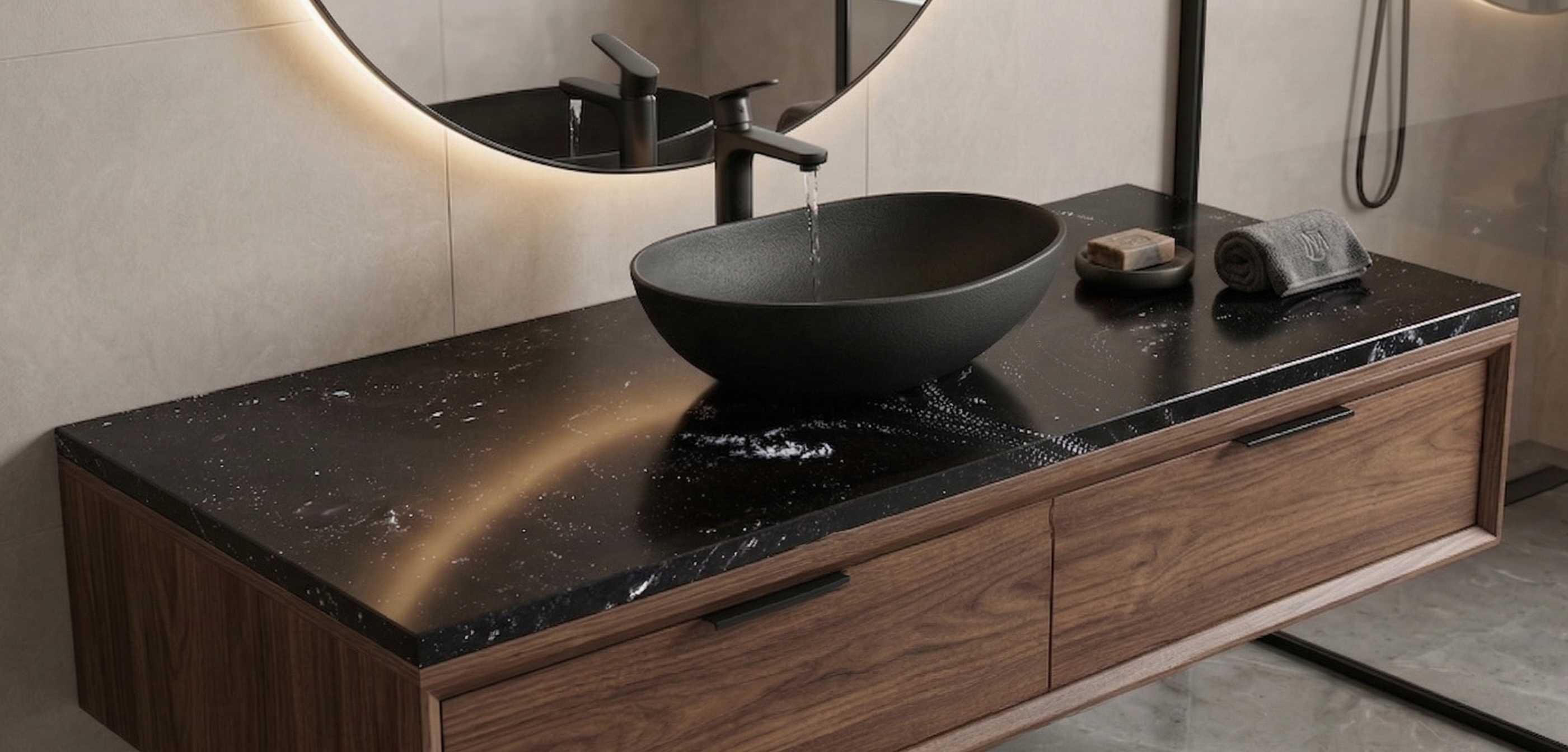 ENCIMERA DE LAVABO PIEDRA NEGRO 80X46CM - 2