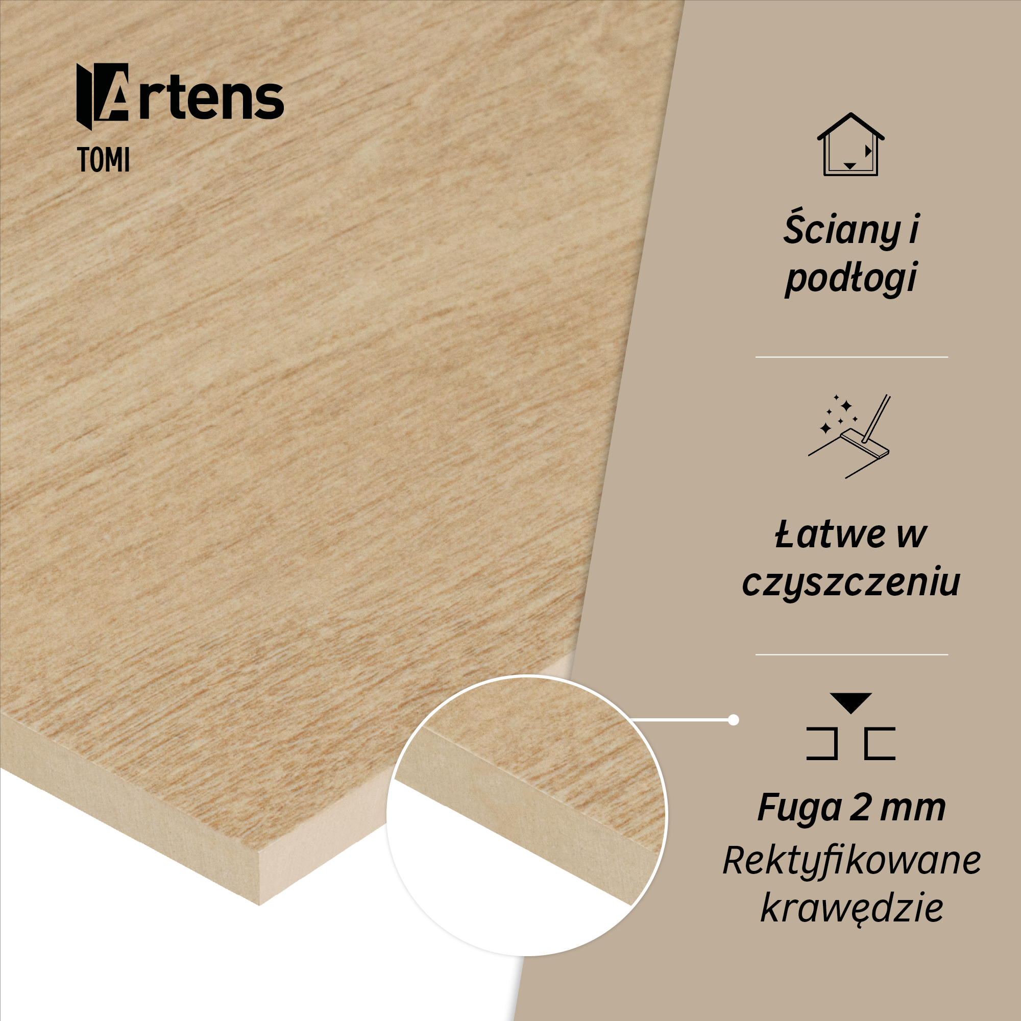 Gres szkliwiony Tomi Cream 19.8x119.8 Artens - 6