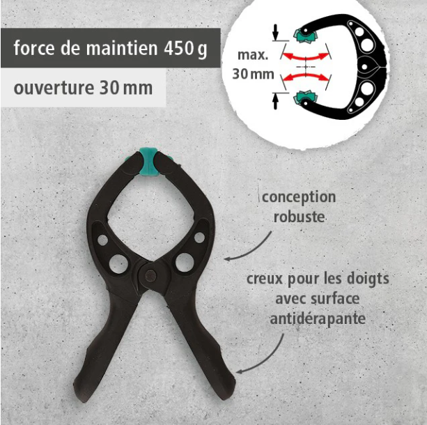 Lot de 4 mini pinces à ressort 30 mm WOLFCRAFT - 2