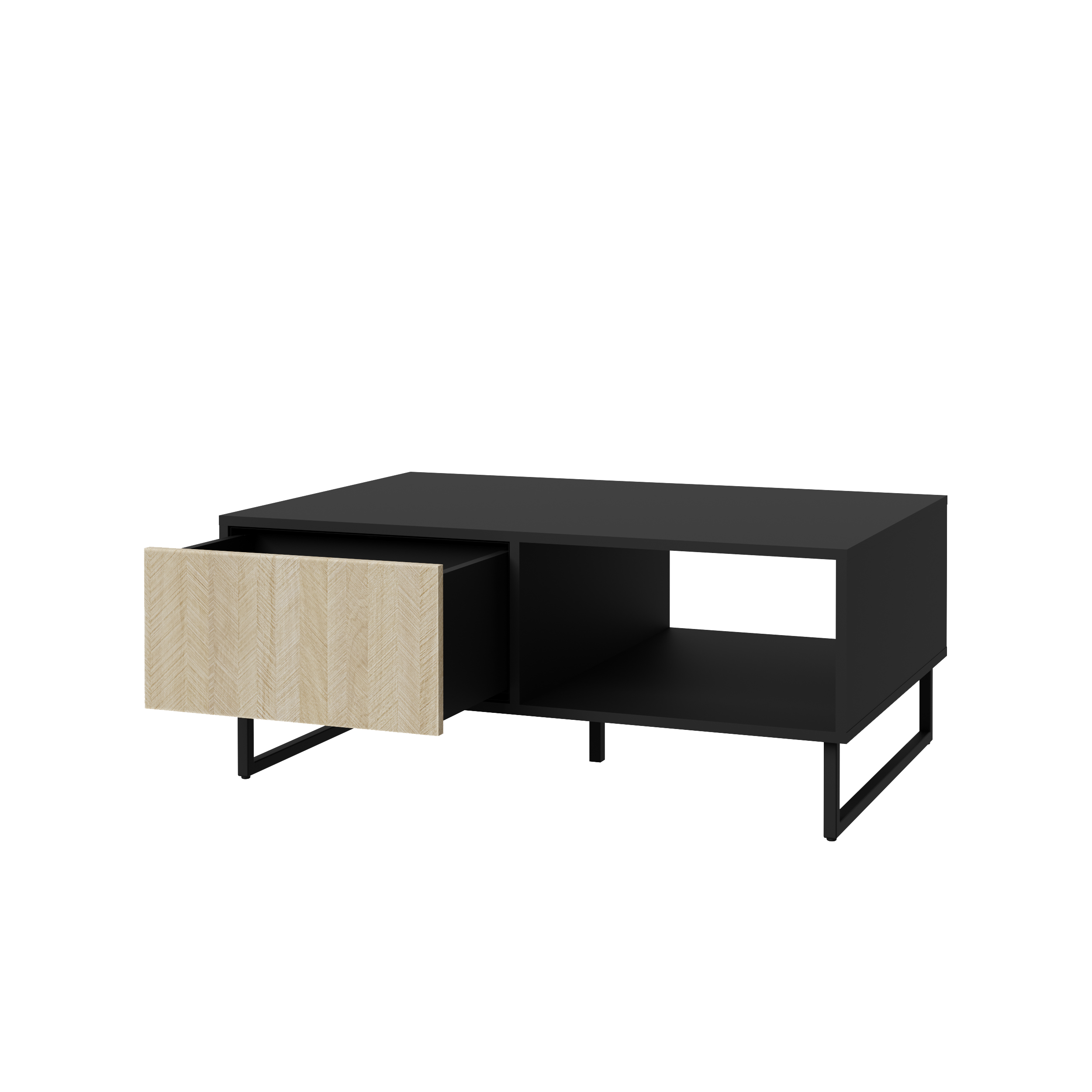 Stolik kawowy Retro Jodełka 43x104x68 cm czarny