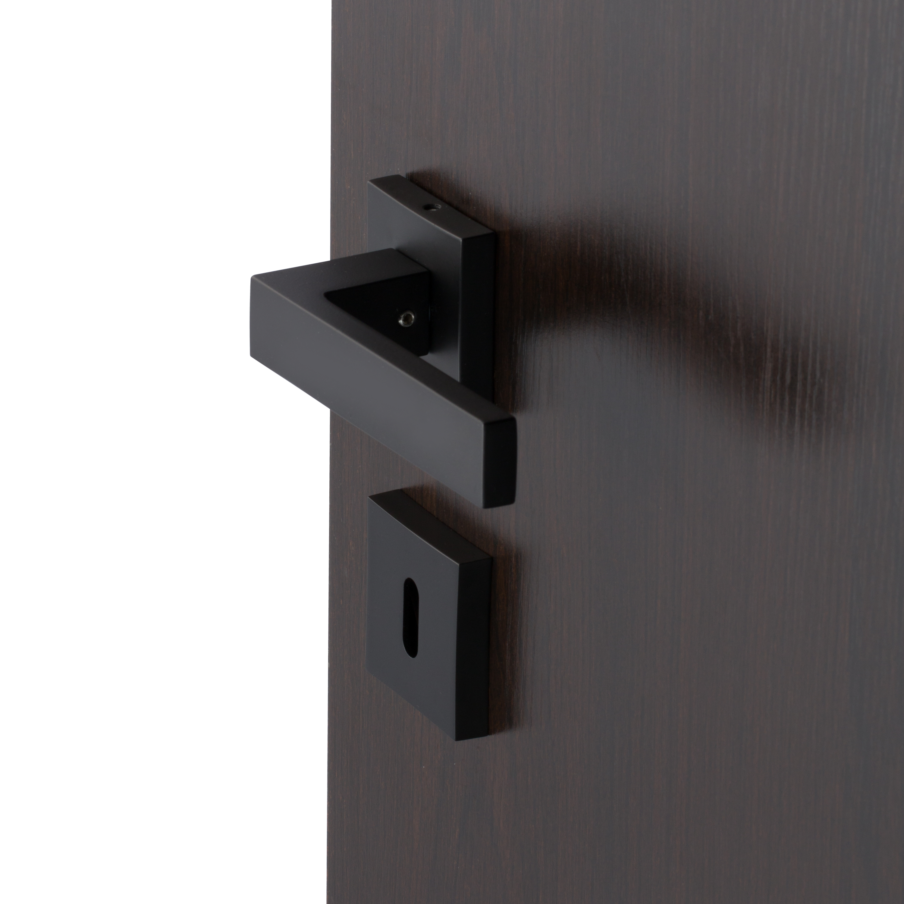 Puxador de porta roseta quadrada com entrada de chave alumínio preto mate Inspire Abby - 2