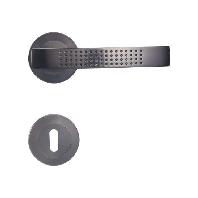 Maniglia su rosetta con bocchetta tonda INSPIRE  Louna in alluminio grigio opaco