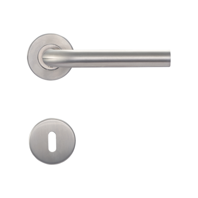 Maniglia su rosetta con bocchetta tonda INSPIRE  Hitch in inox argento satinato