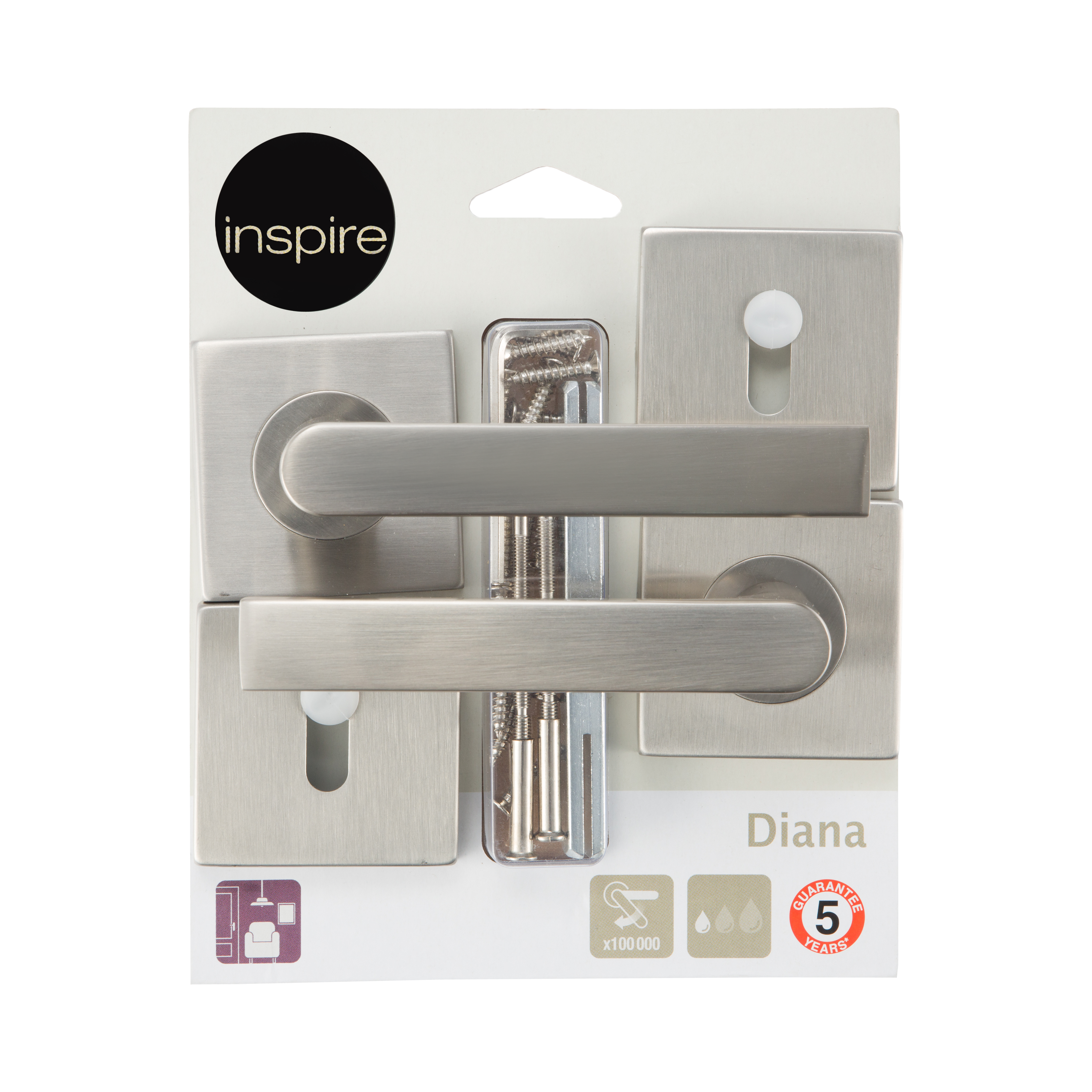 Puxador de porta roseta INSPIRE DIANA INOX - 5