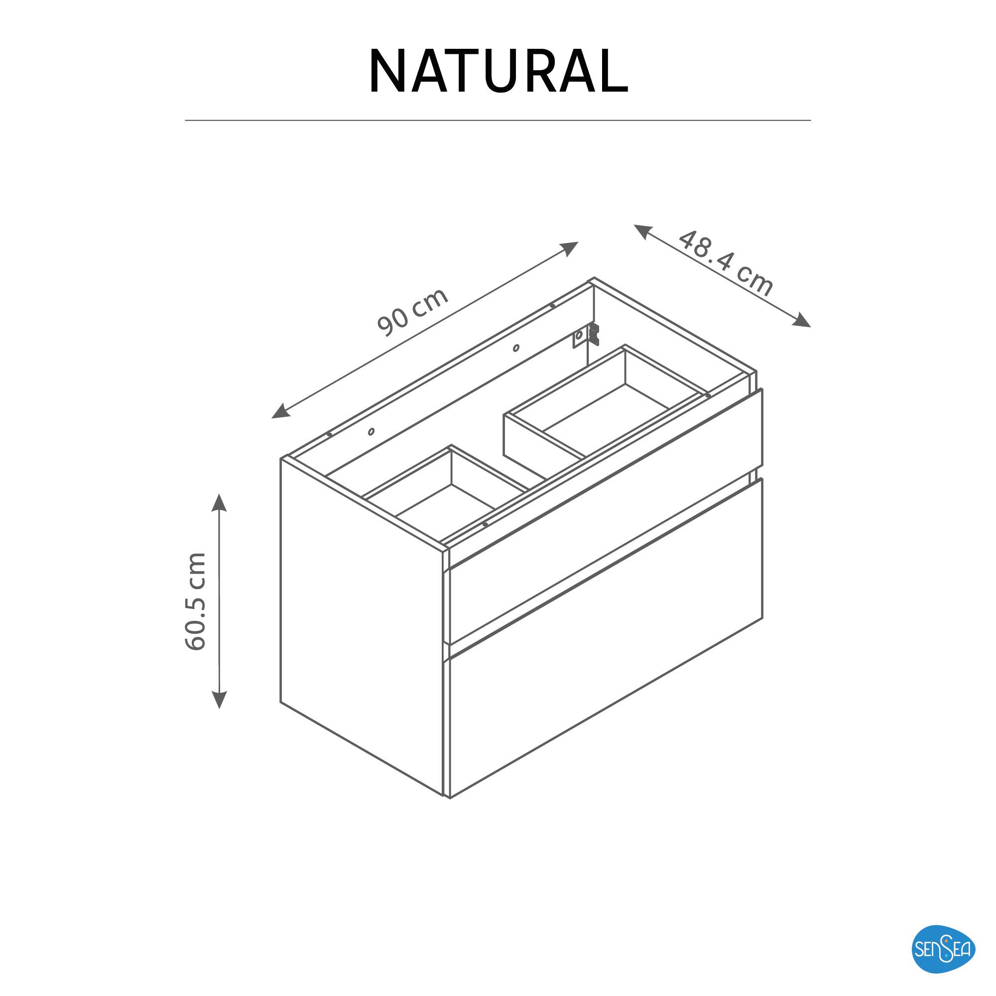 Meuble sous-vasque L.90cm x H.62.5cm x P.48cm placage chêne Natural - 6