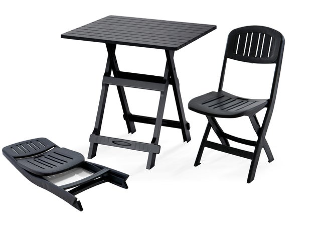Conjunto de refeição 2 poltronas Bali de resina antracite