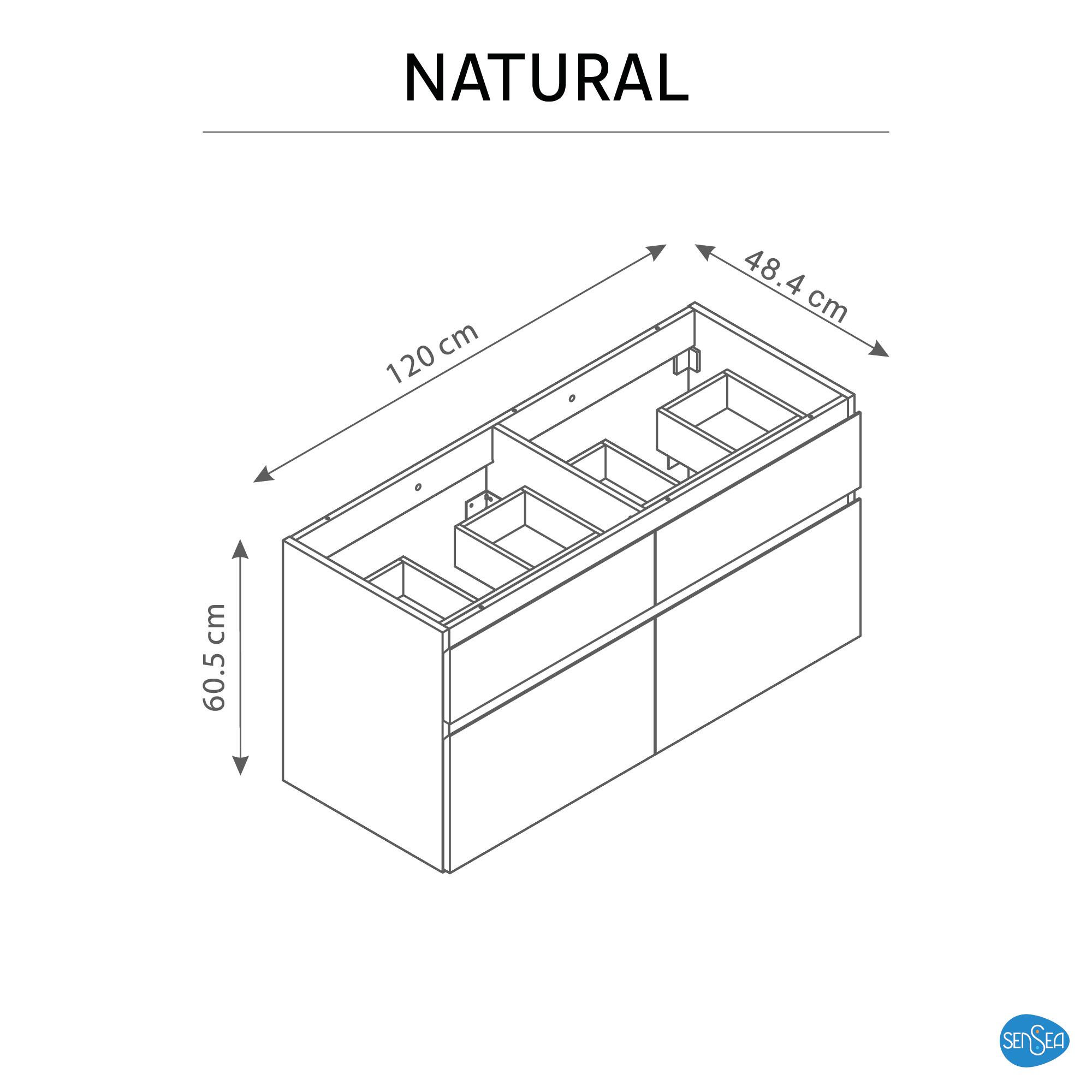 Meuble sous-vasque L.120cm x H.62.5cm x P.48cm placage chêne Natural - 6