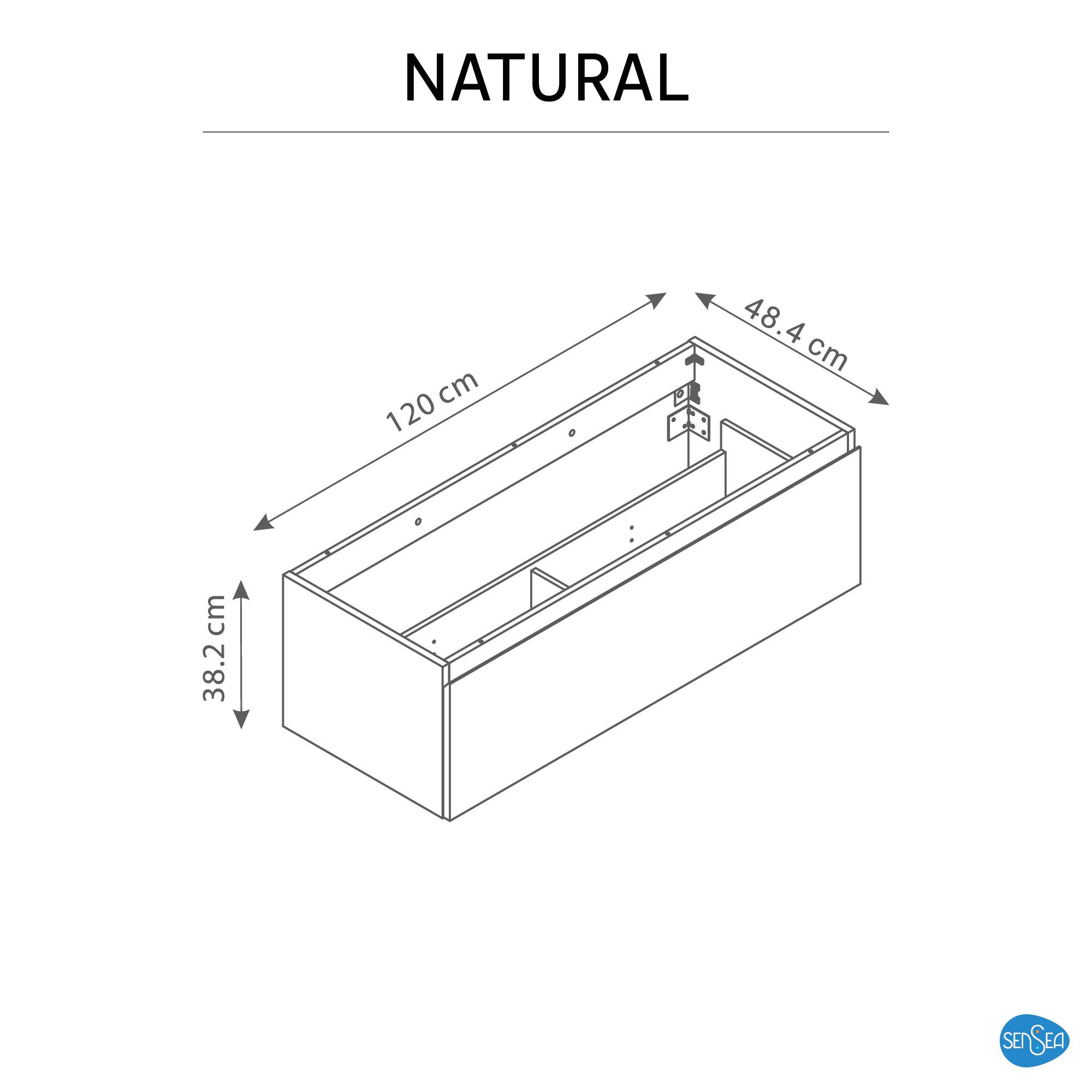 Meuble vasque l.120 x H.40.5 x P.48cm plaqué chêne Natural - 4