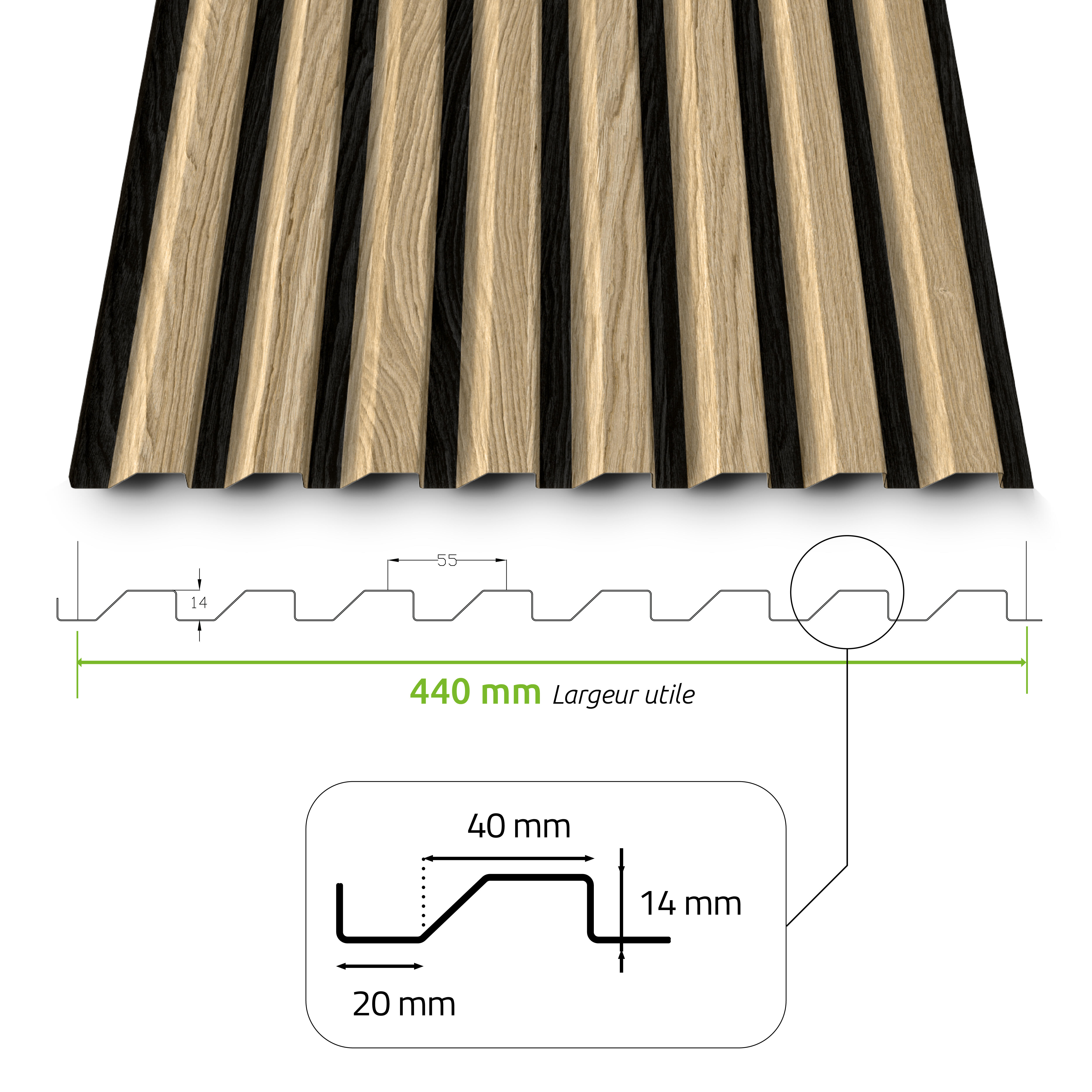 Bardage en panneau biseau chêne l.44xL.250cm PROFIL ACIER FRANCE Spe-paf000212 - 5