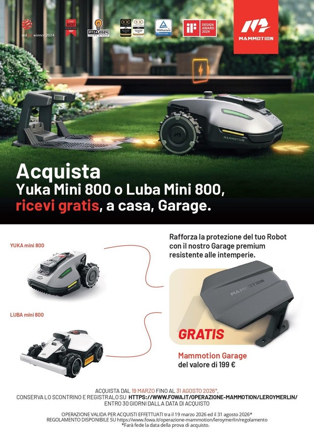 Robot tagliaerba MAMMOTION Luba Mini AWD 800 senza filo perimetrale larghezza di taglio 20 cm