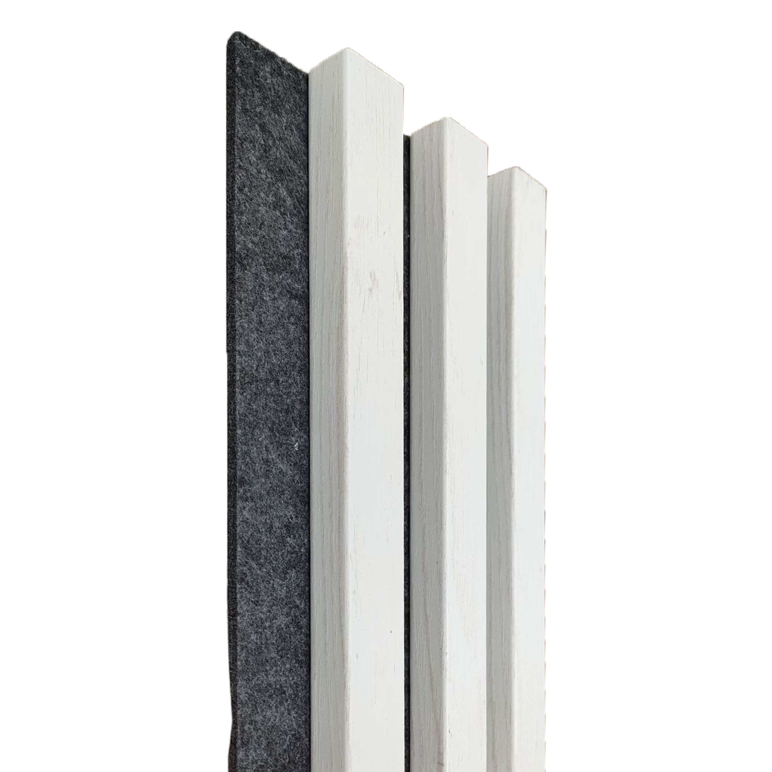 Panele ścienne 3D Lamel na czarnym filcu 265x16.7 cm białe drewno small