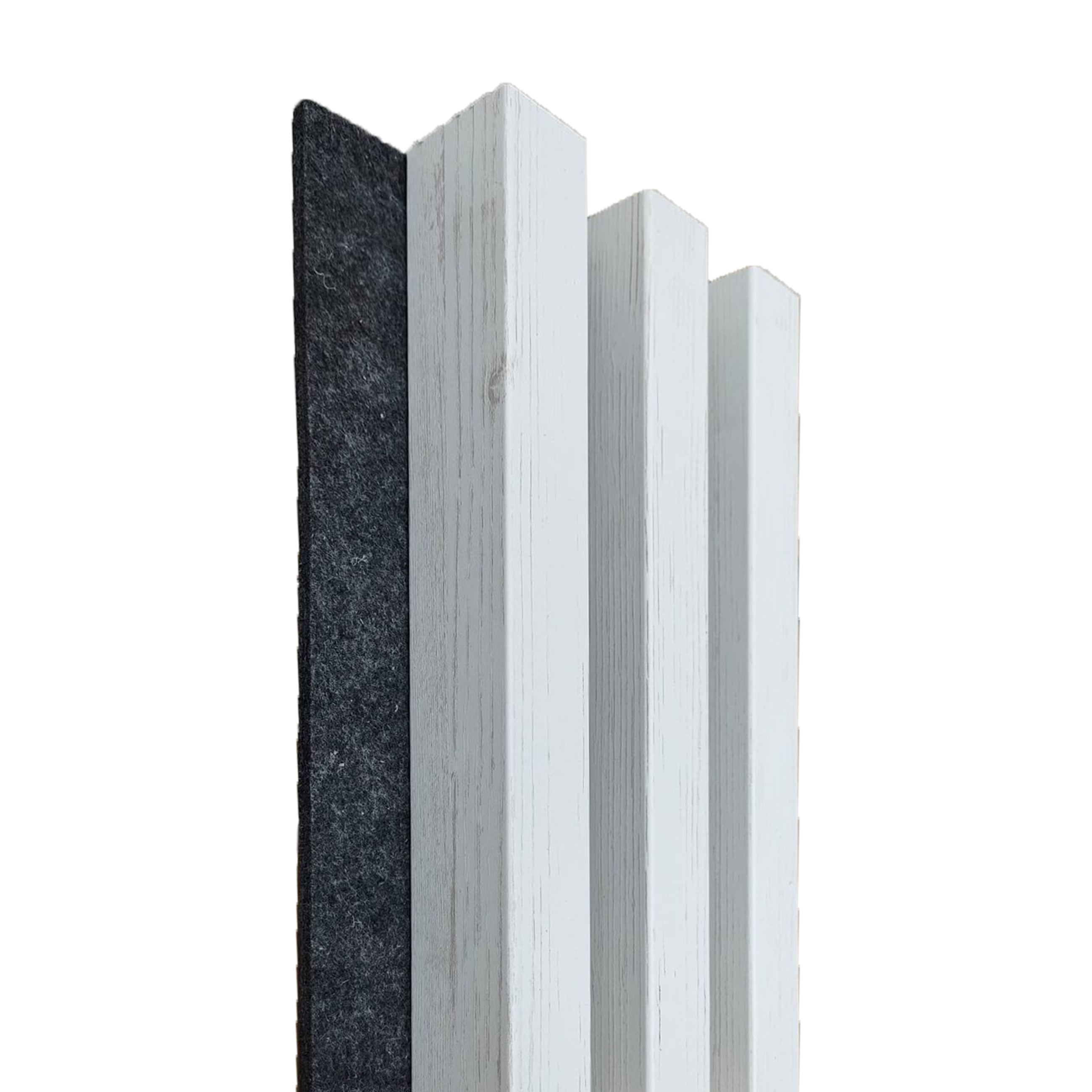 Panele ścienne 3D Lamel na czarnym filcu 265x16.7 cm białe drewno XL