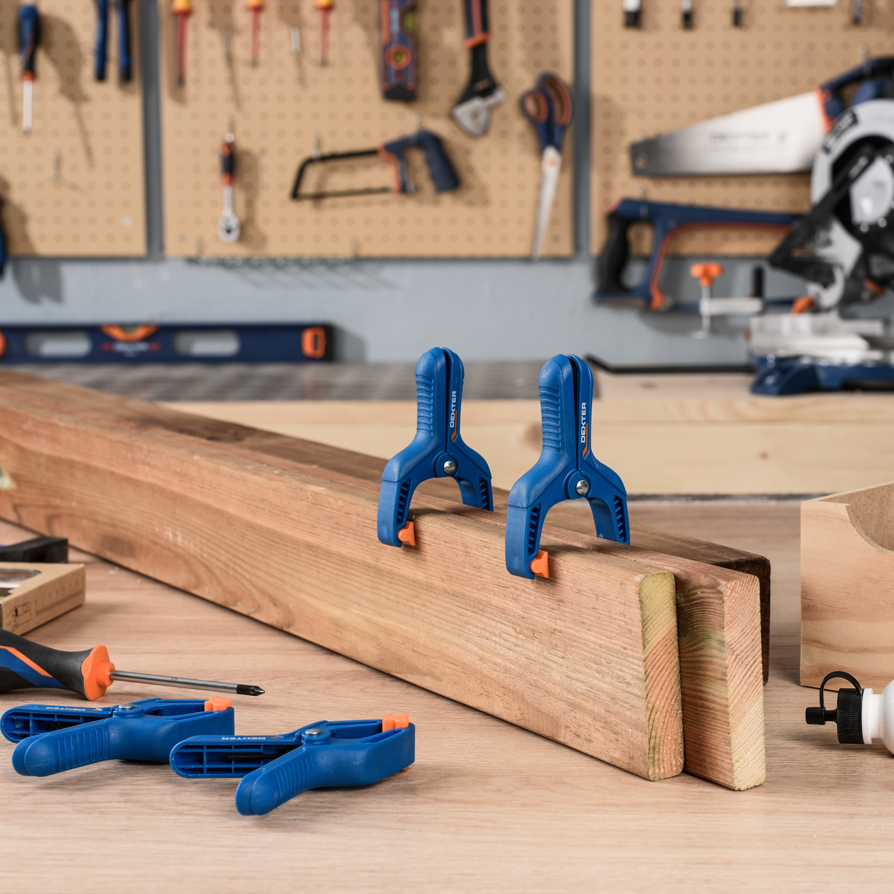 Lot de 4 pinces à ressort DEXTER, capacité de serrage maximum de 35 mm - 5