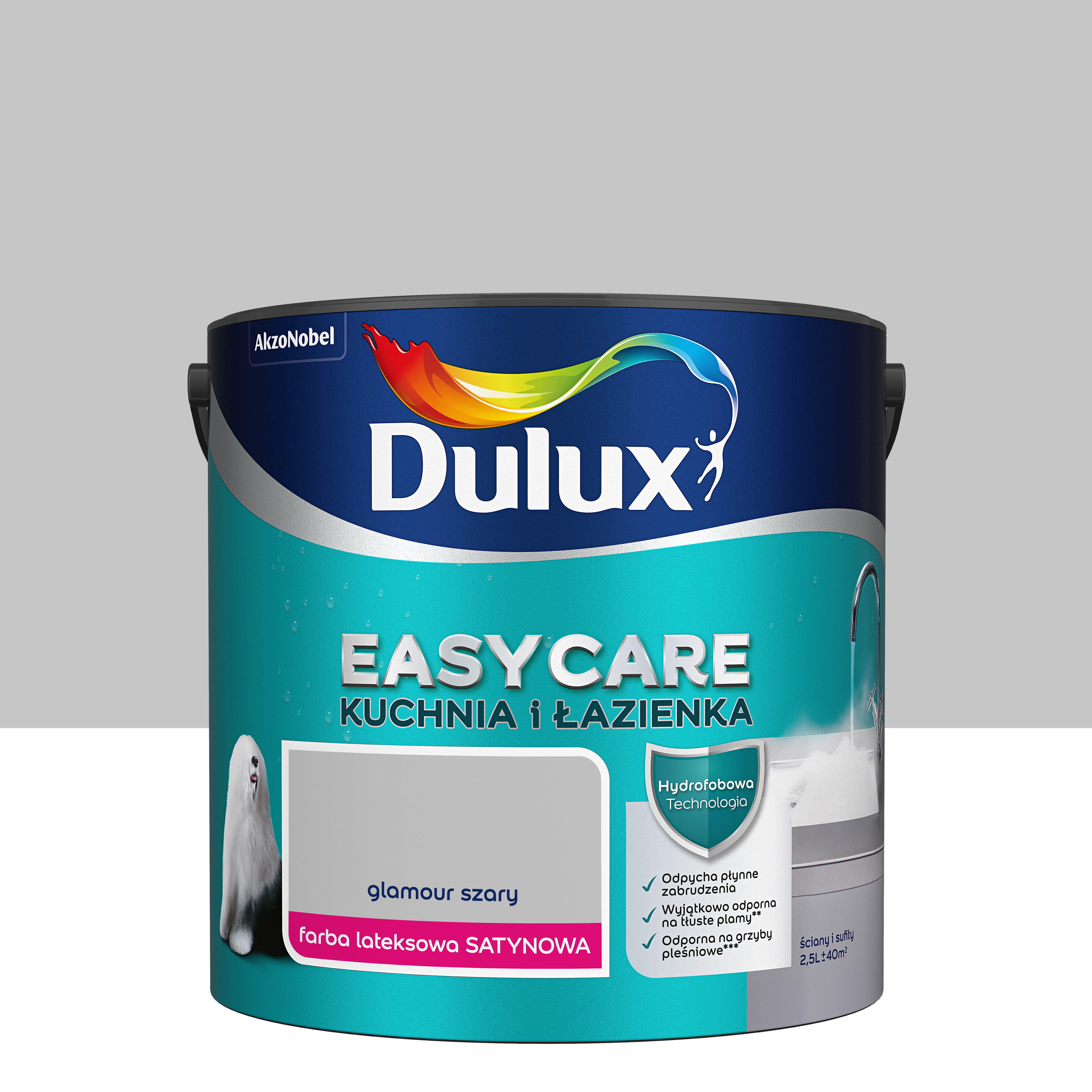 Farba Dulux Easycare Kuchnia i łazienka Glamour szary 2.5 l