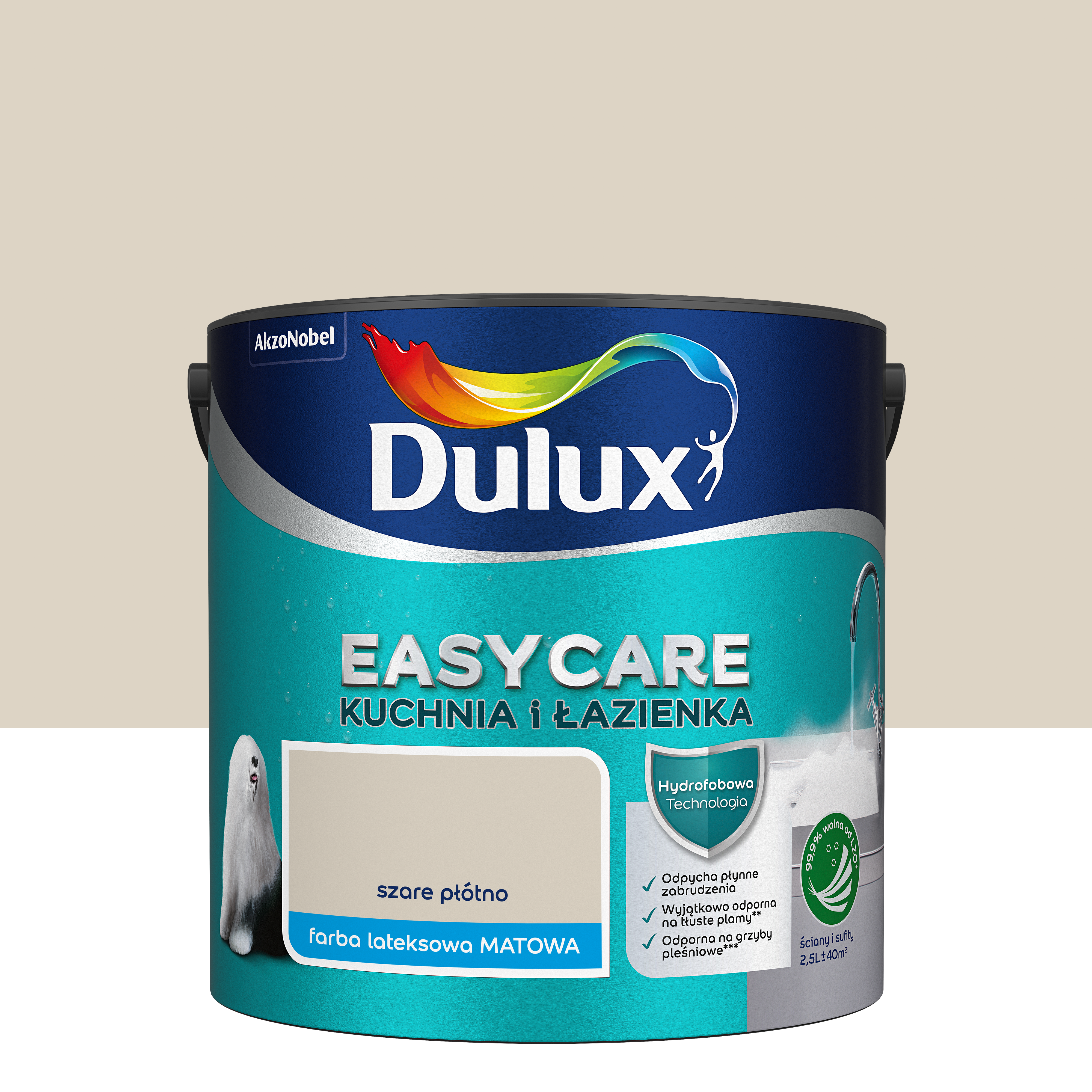 Farba Dulux Easycare kuchnia i łazienka Szare płótno 2.5 l - 3